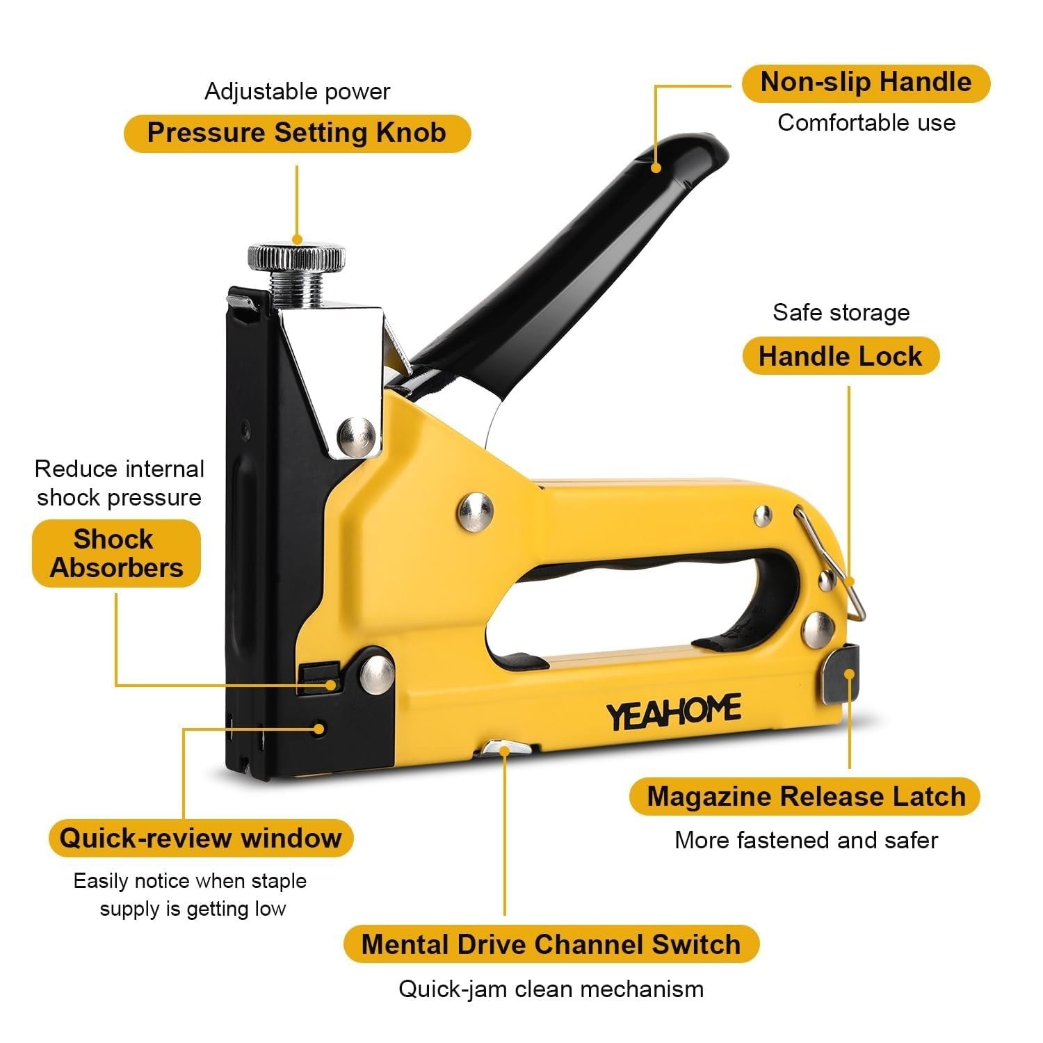 Heavy Duty Upholstery Staple Gun 4 in 1 with 4000 Staples, Manual Brad Nailer fo2