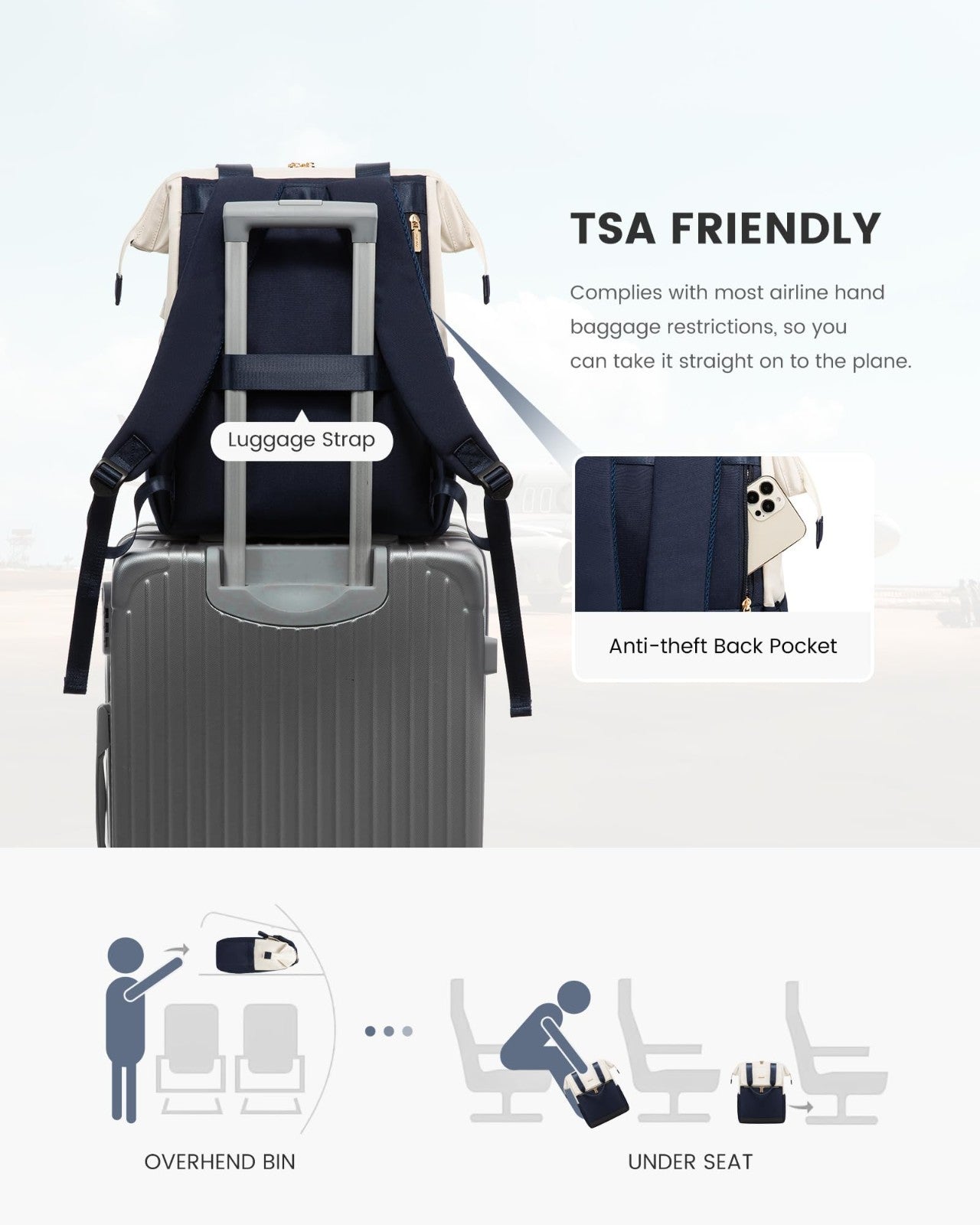 Stylish 15.6" Laptop Backpack for Women, USB Port, Waterproof Travel Bag, 2PCS5