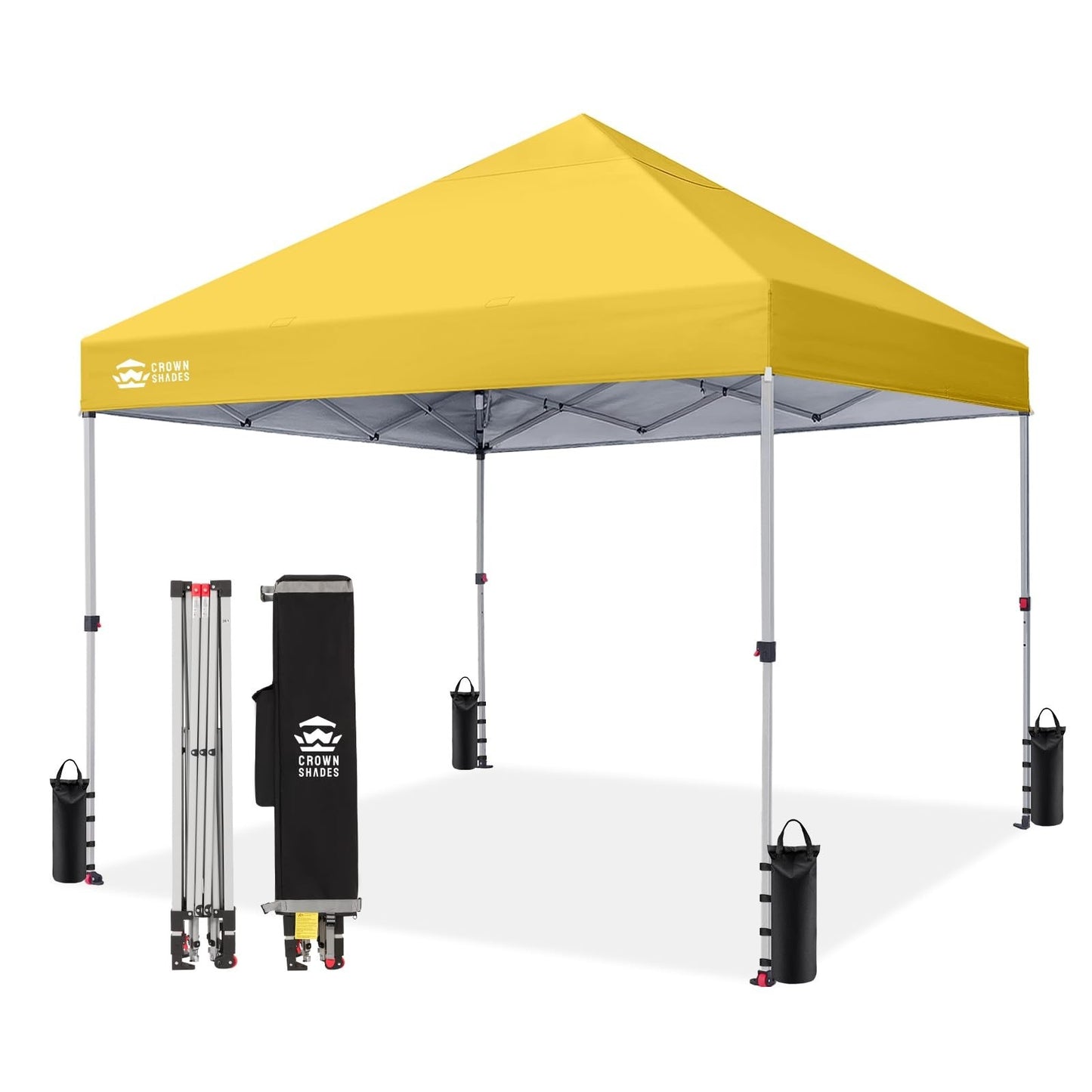 8x8 Pop Up Canopy Tent   One Push Setup, Yellow Sun Shade for Events, Camping, P1
