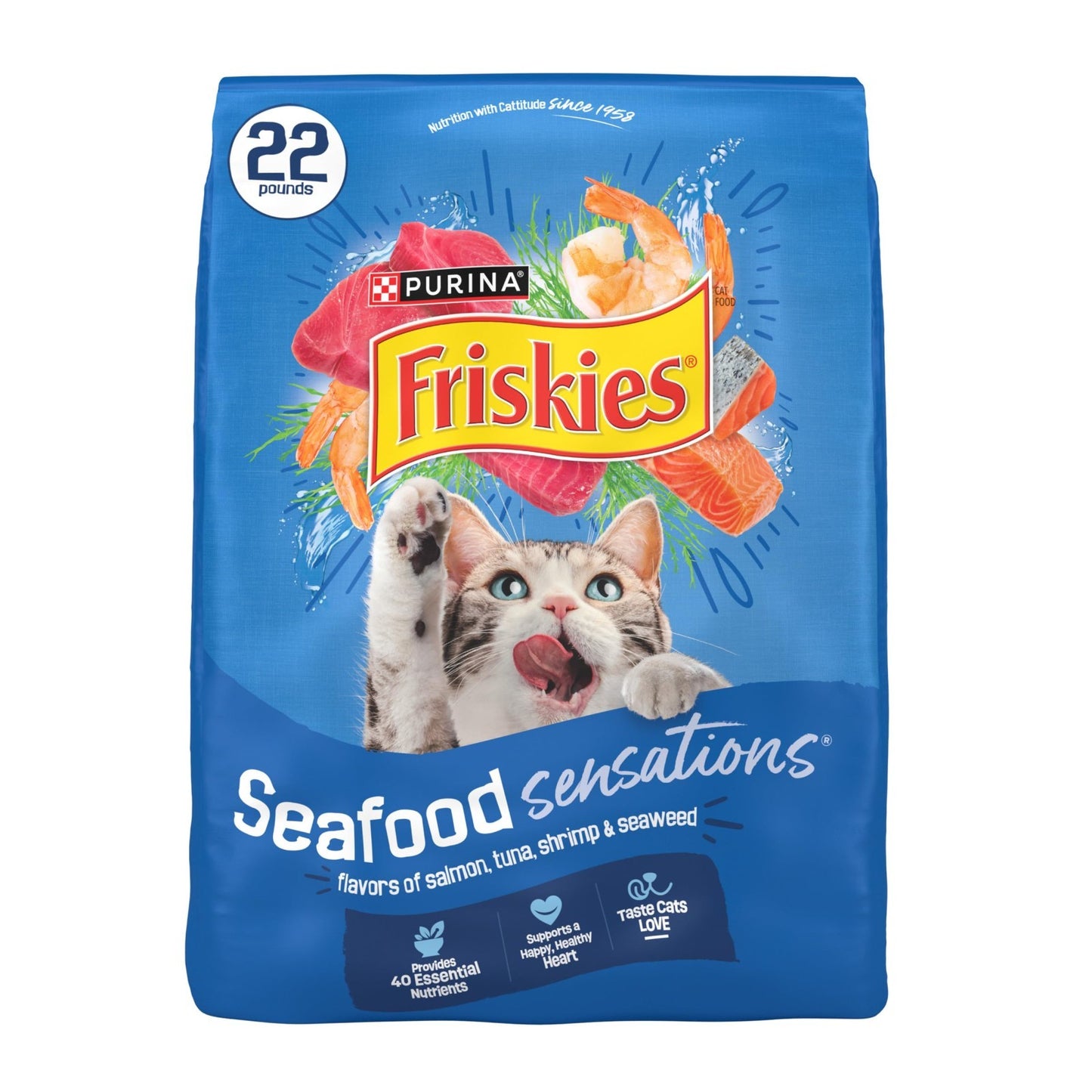 Seafood Sensations Dry Cat Food   Salmon, Tuna & Shrimp Flavors   22 lb Bag1