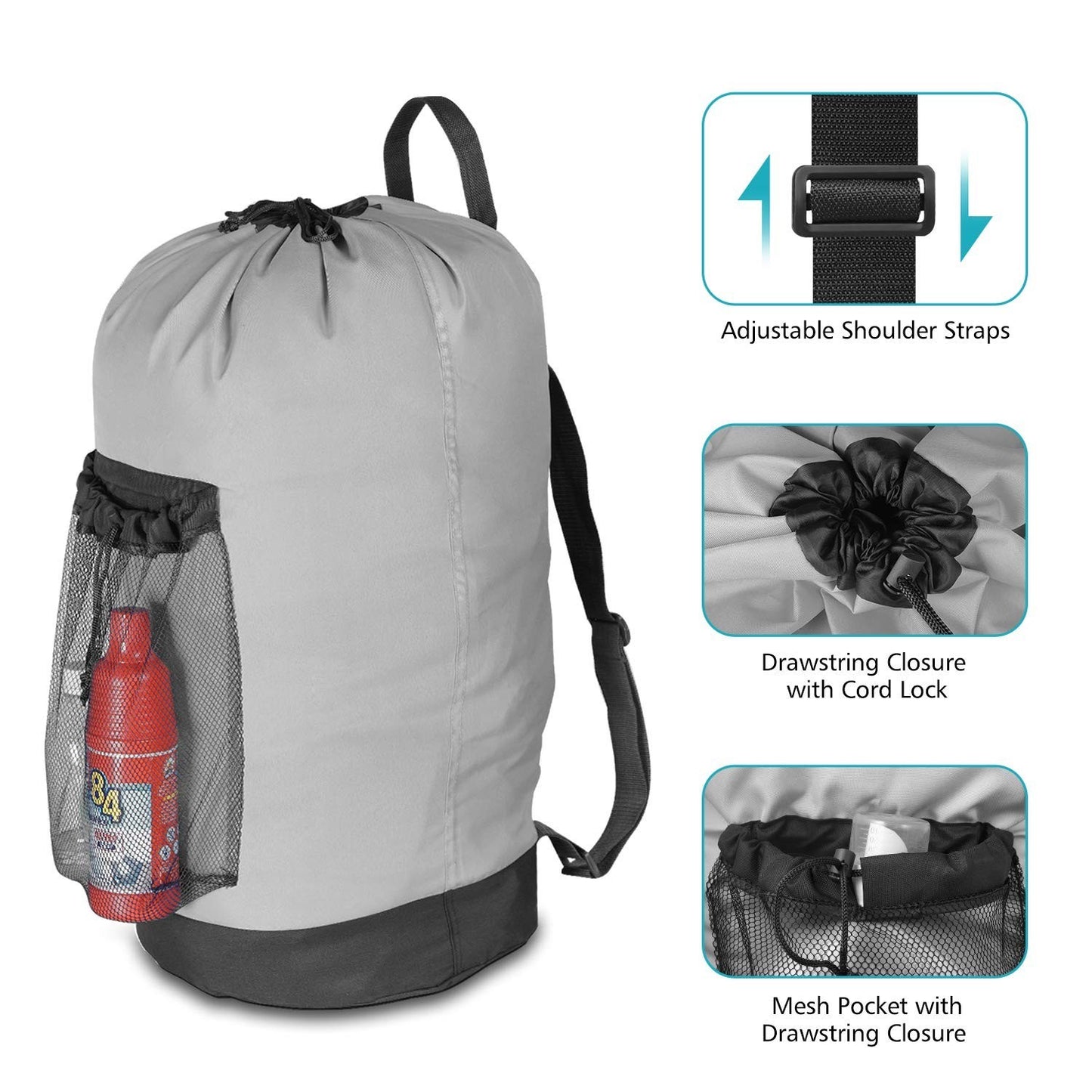 Optimized eBay Title:  Durable Laundry Backpack with Shoulder Straps, Mesh Pock3