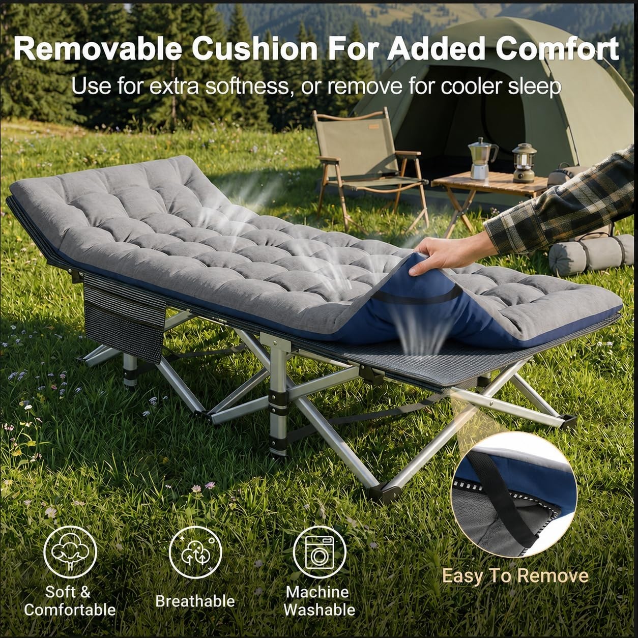 Oversized Camping Cot for Adults   78" Folding Bed, 900LBS Heavy Duty, Portable6