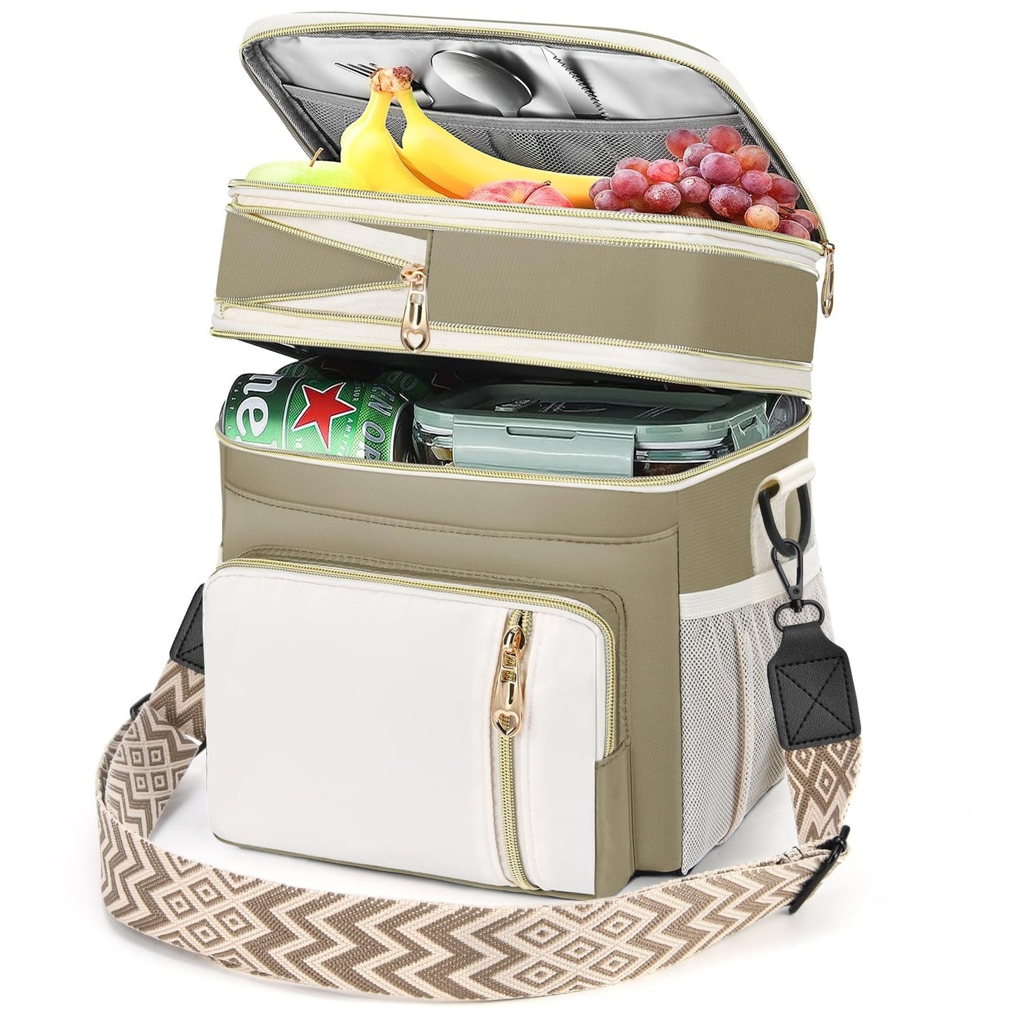 Insulated Lunch Bag - 16L Expandable Cooler Tote, Leakproof, Adjustable Strap fo1