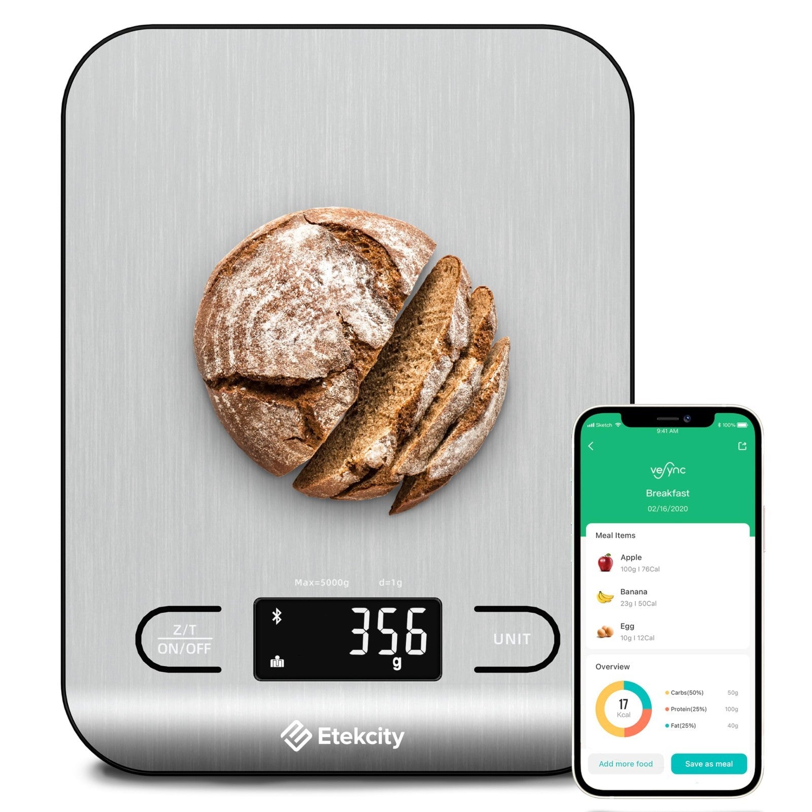 Digital Kitchen Scale   Food Nutrition Scale for Grams & Ounces, Tare Function,1