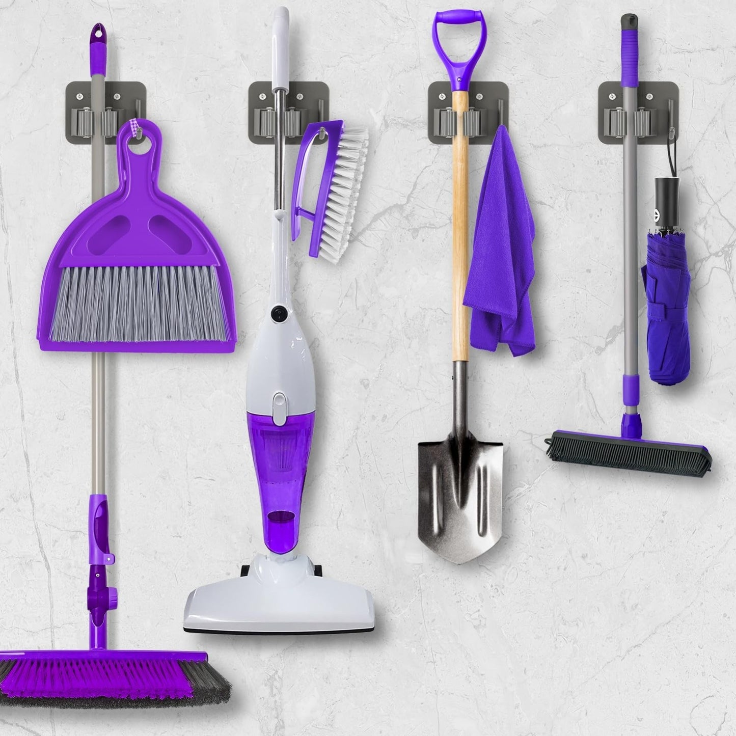 Stainless Steel Broom Holder Wall Mount Rack - Mop & Tool Organizer Storage Solu4