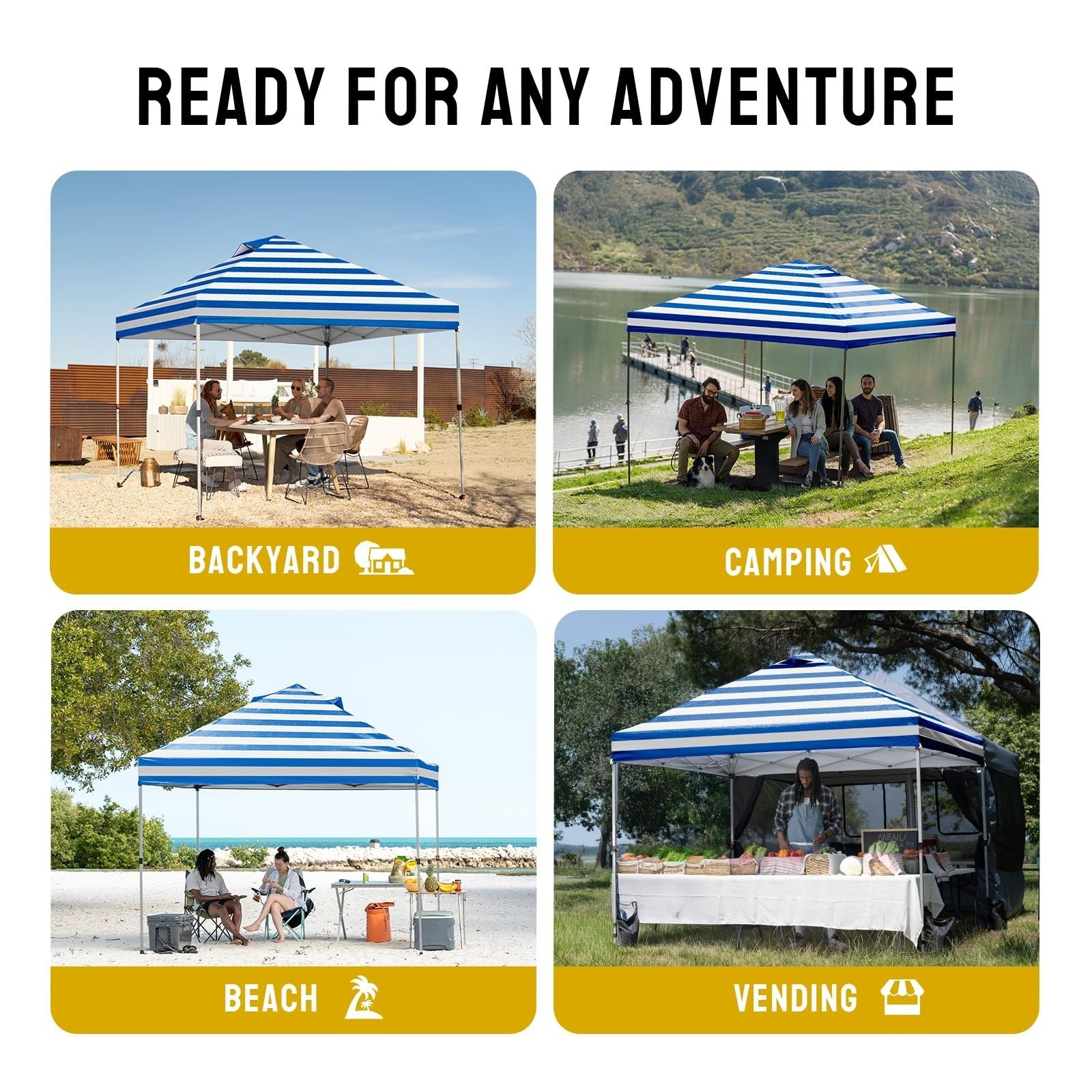 10x10 Pop Up Canopy Tent, Easy Setup Sun Shade for Events, Parties, Camping   Sk4