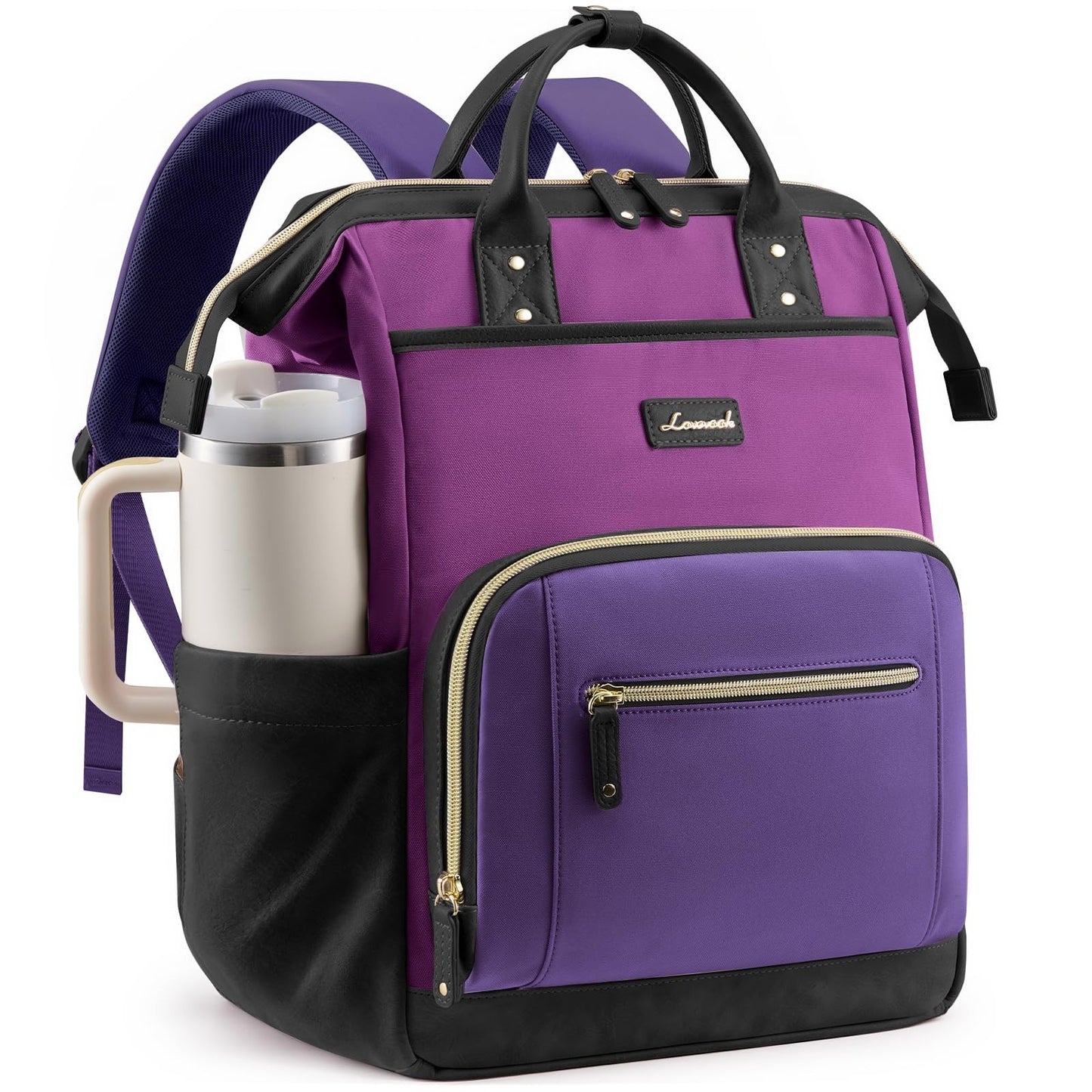 Stylish 15.6" Laptop Backpack with Tumbler Holder, Travel Bag for Work & College1