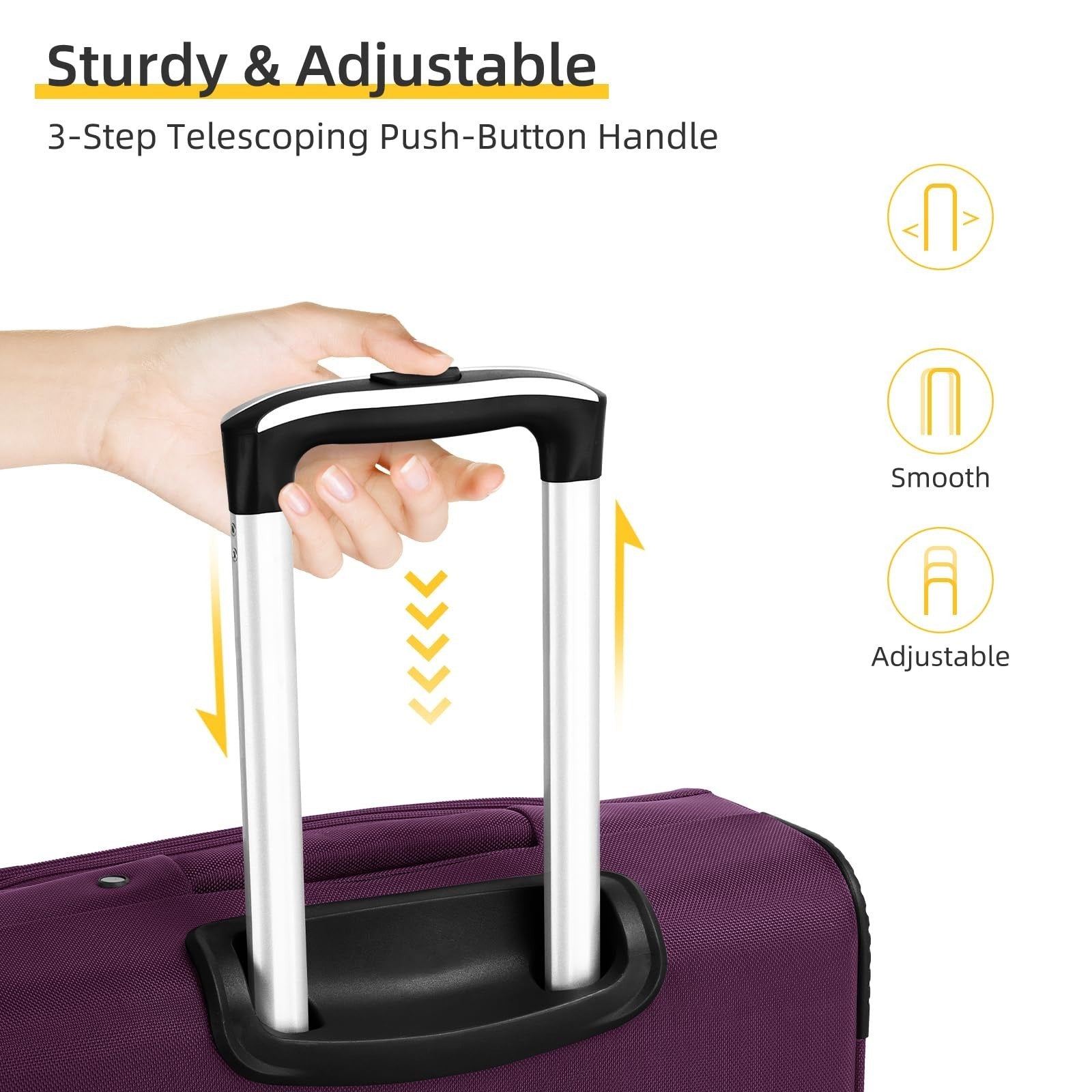 5-Piece Softside Luggage Set - Expandable Suitcases, Lightweight, 360° Wheels, T7