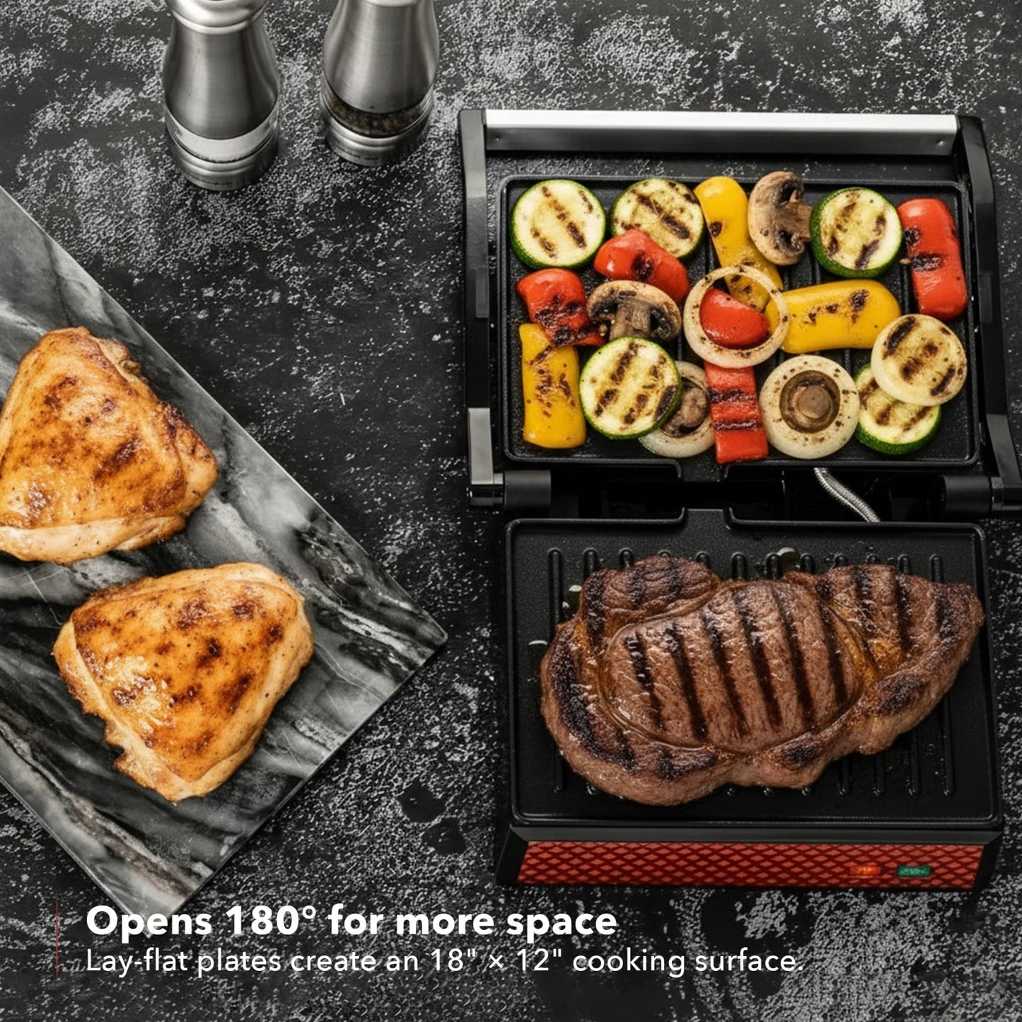 Electric Indoor Panini Press Grill & Sandwich Maker - Non-Stick Plates, 180° Ope4