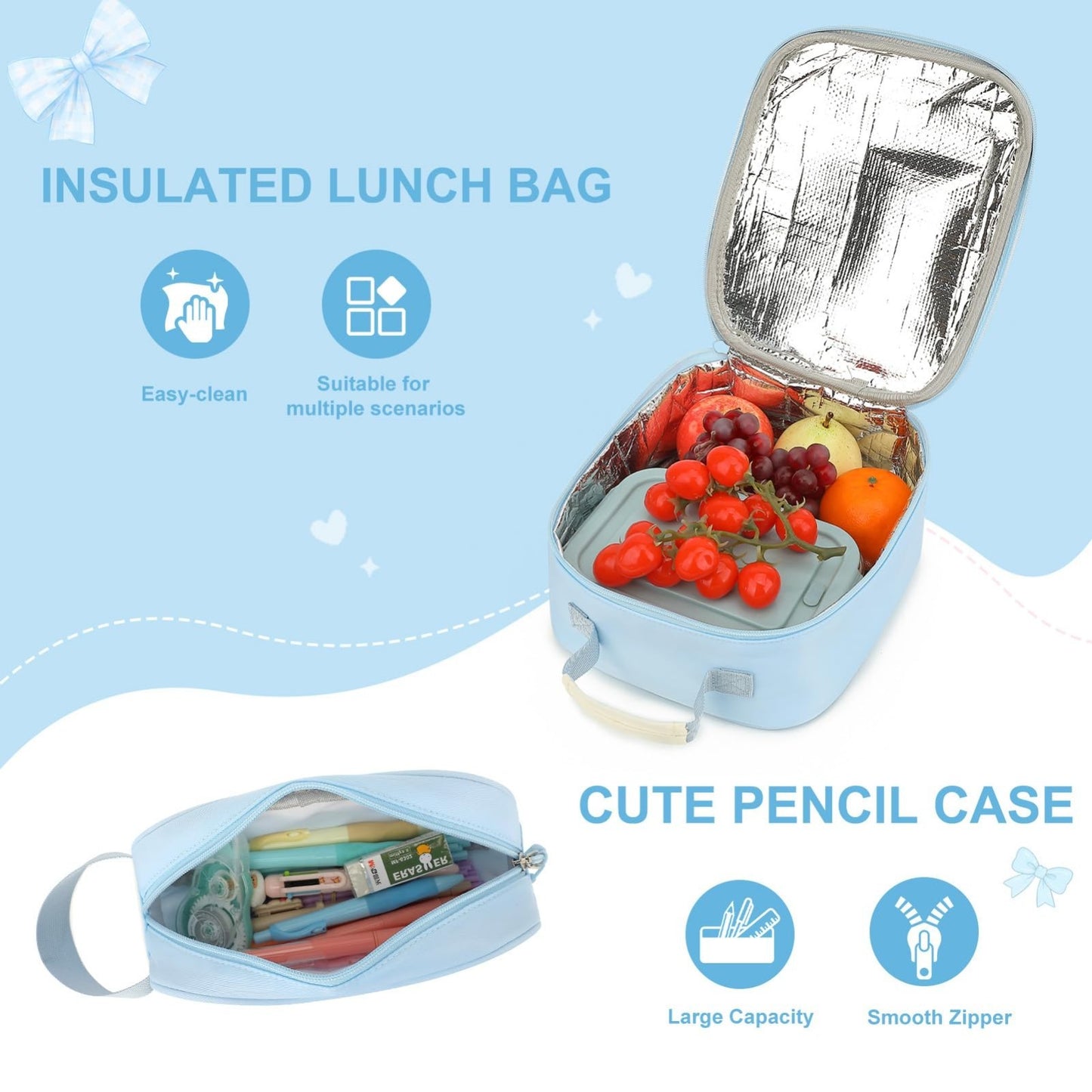 Girls Backpack Set 4PCS   Includes 14oz Water Bottle, Lunch Bag & Pencil Case6