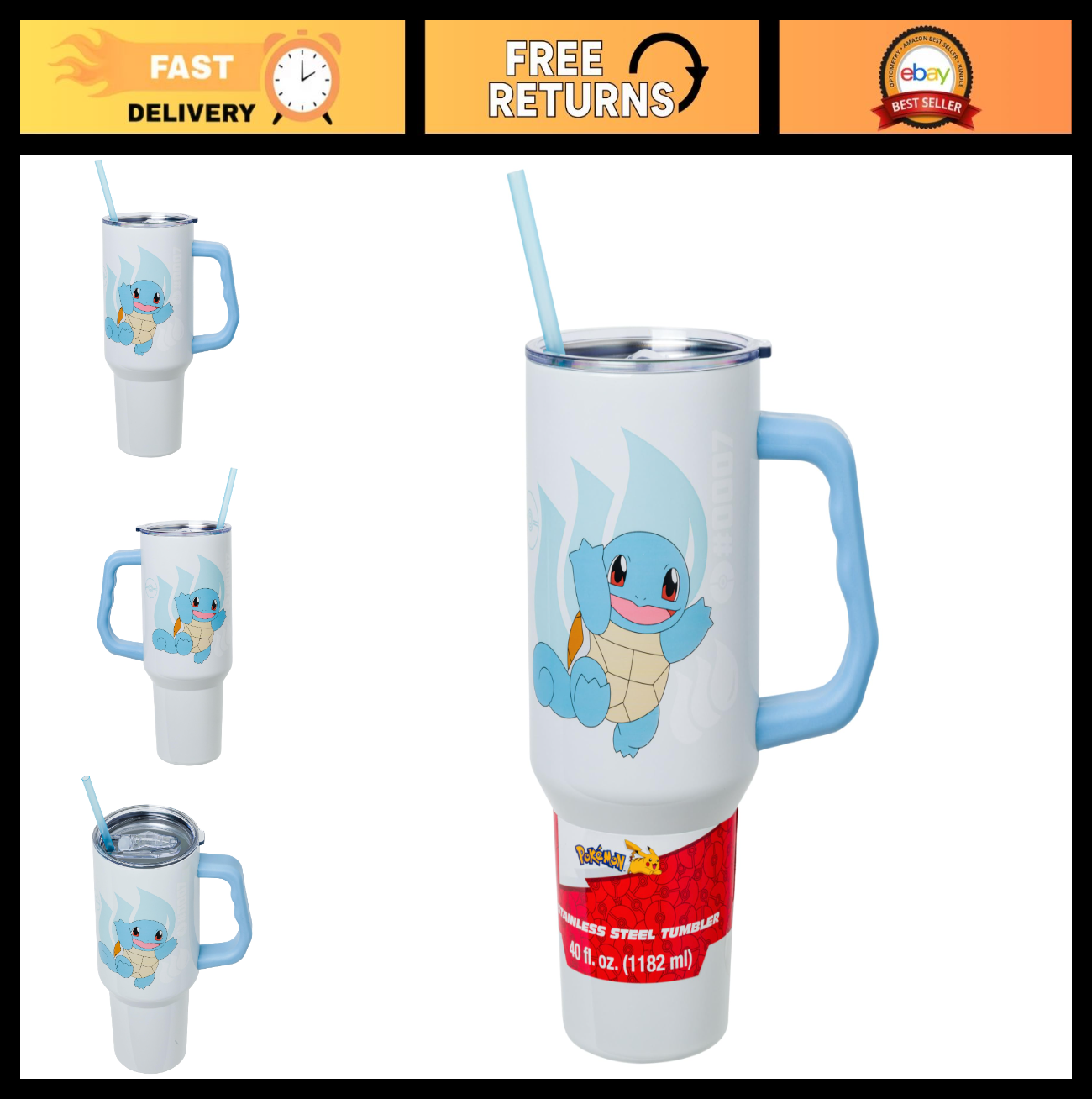 Optimized eBay Title:  "40oz Double Walled Stainless Steel Tumbler with Handle0