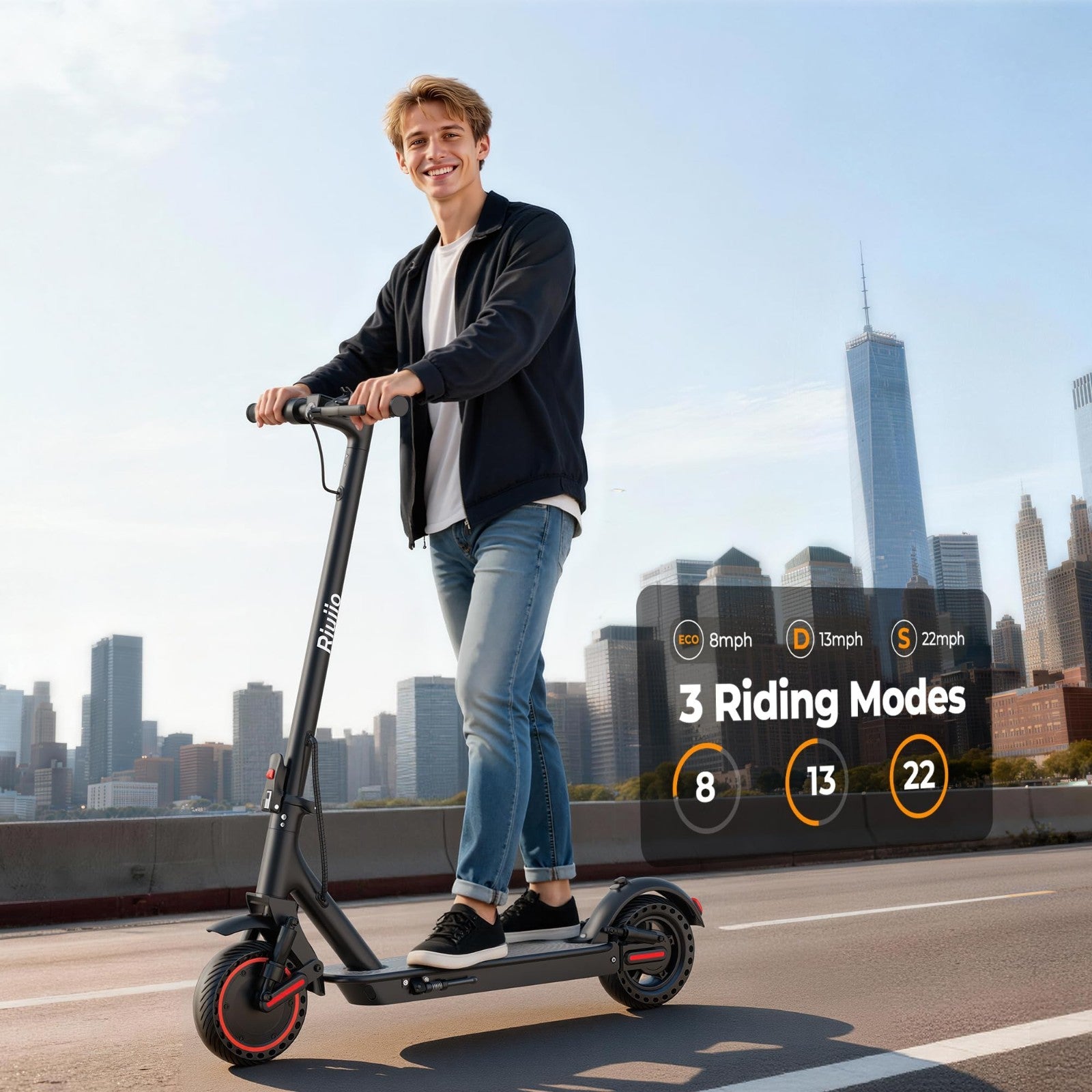 Powerful Electric Scooter 350W-500W, 9-22 MPH, 10-41 Mile Range, Dual Suspension3