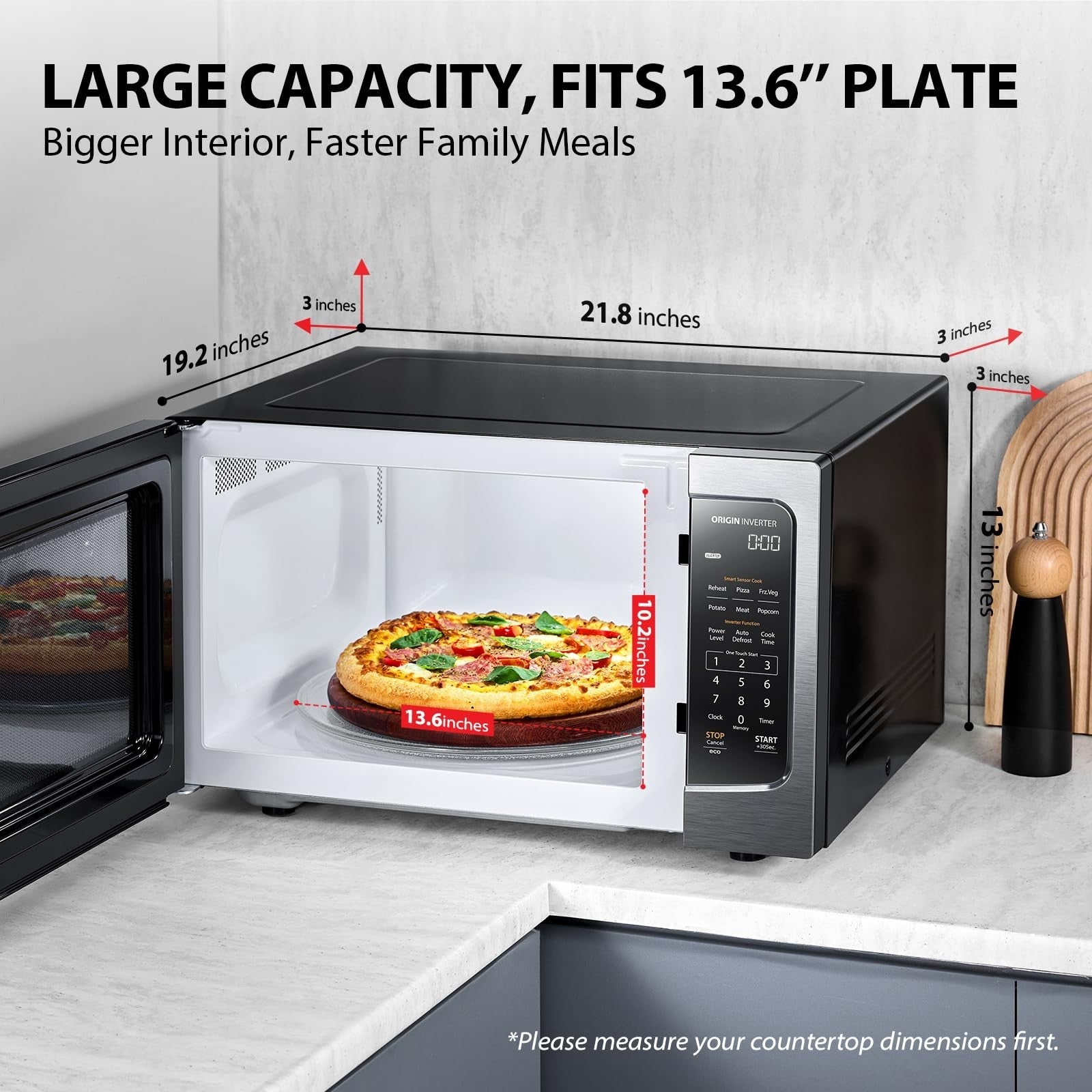 Countertop Microwave Oven 1.6 Cu.Ft, Inverter Technology, Smart Sensor, 1250W, B2