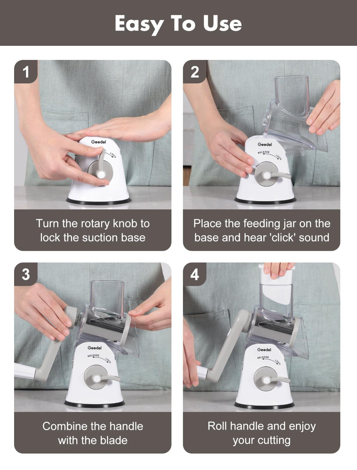 Rotary Cheese Grater & Vegetable Slicer   5 Blades, Stainless Steel, Fast Cuttin7