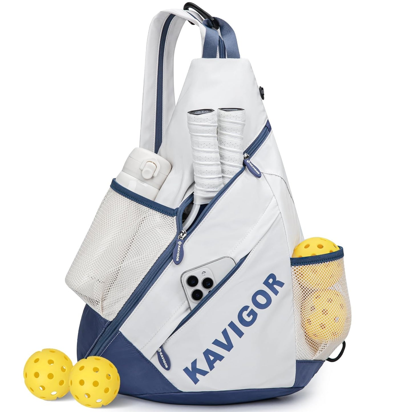 Ultra-Light Pickleball Sling Backpack, Soft Fabric, Wet/Dry Pocket, Holds 4 Padd1