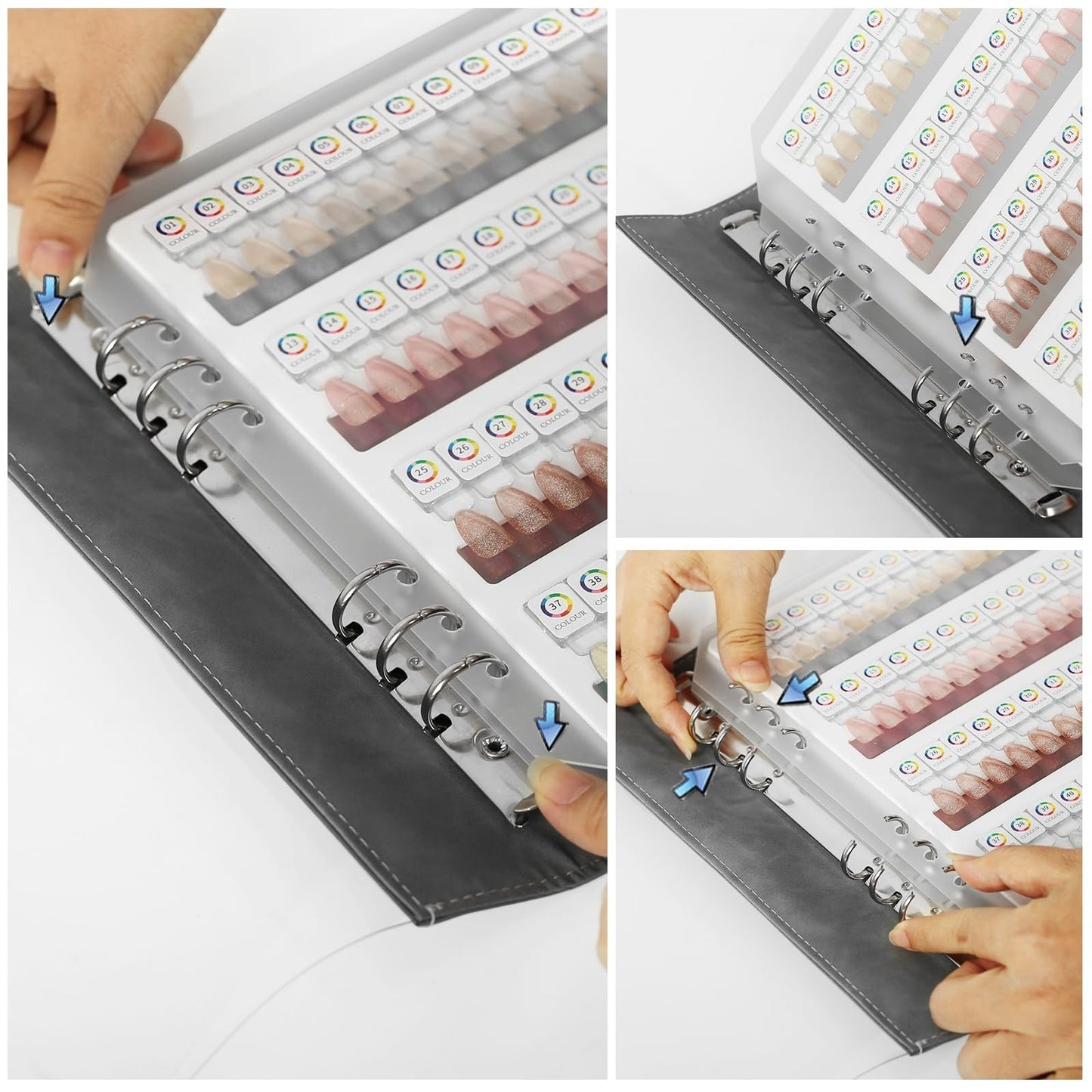 96 Magnetic Nail Swatch Book - Leather Color Display with 96 Tips & Number Label4