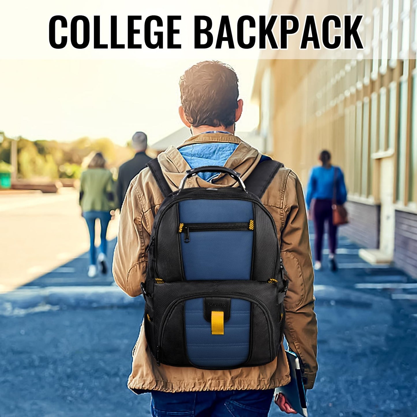 Large Laptop Backpack for Men, Heavy Duty Travel Bag, Waterproof, Multi Compartm2