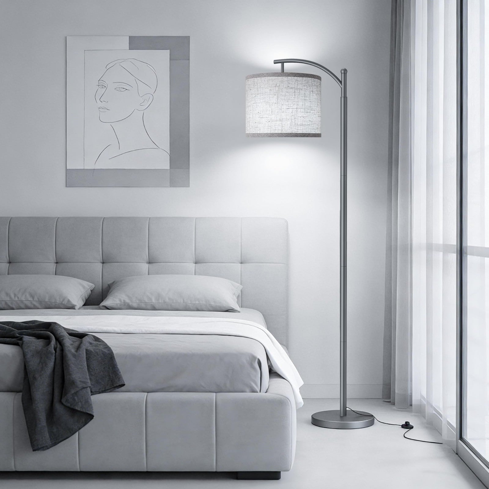 Industrial Floor Lamp with 3 Color Temperatures, Tall Standing LED Reading Light5