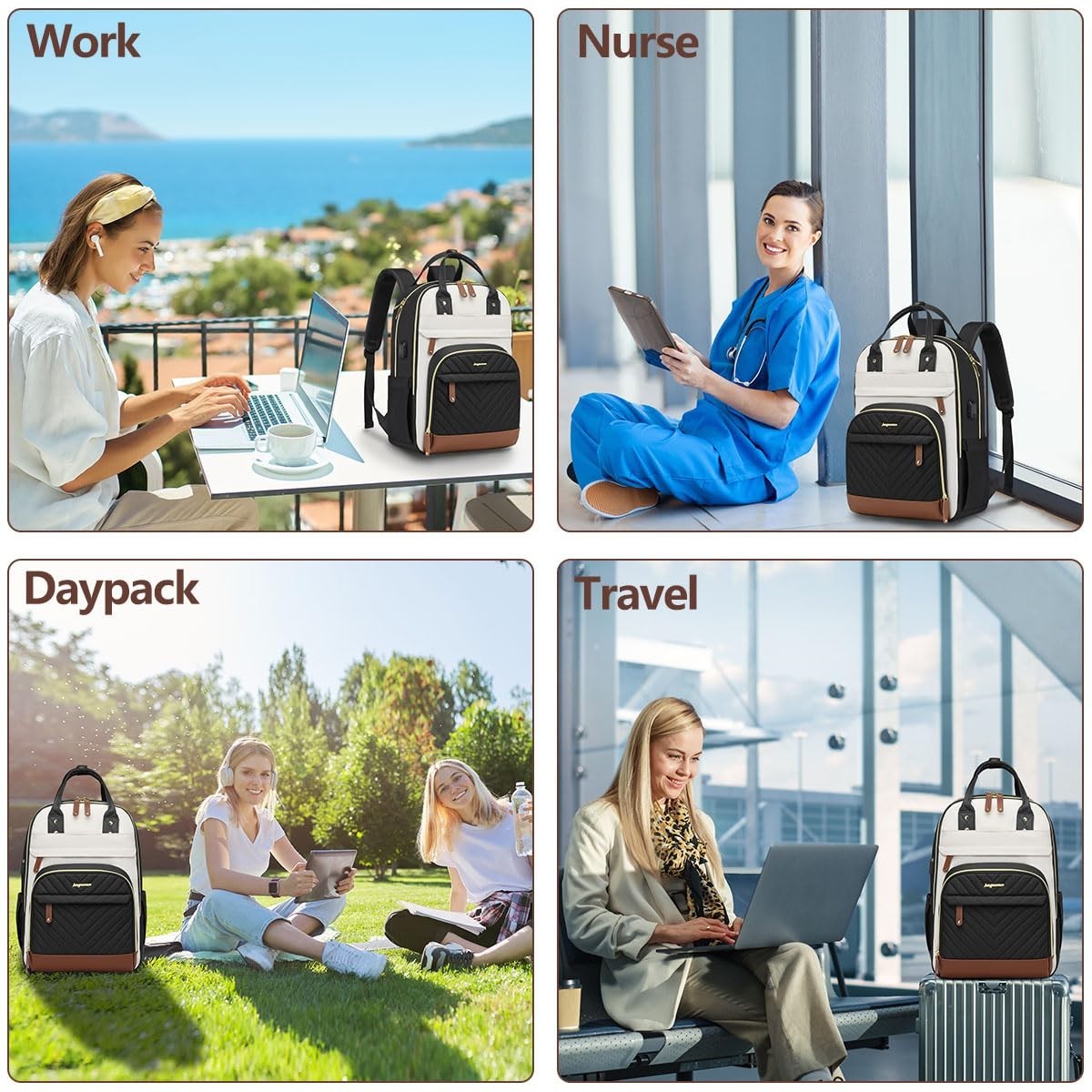 Stylish Laptop Backpack for Women   17.3" Travel Work Bag with USB Charging Port6