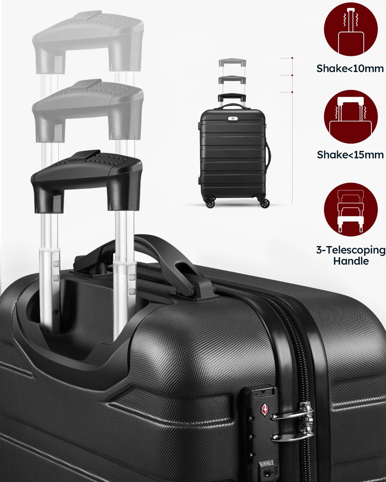 2-Piece Hard Shell Luggage Set with Spinner Wheels, TSA Lock, 20" & 28" Carry-On4