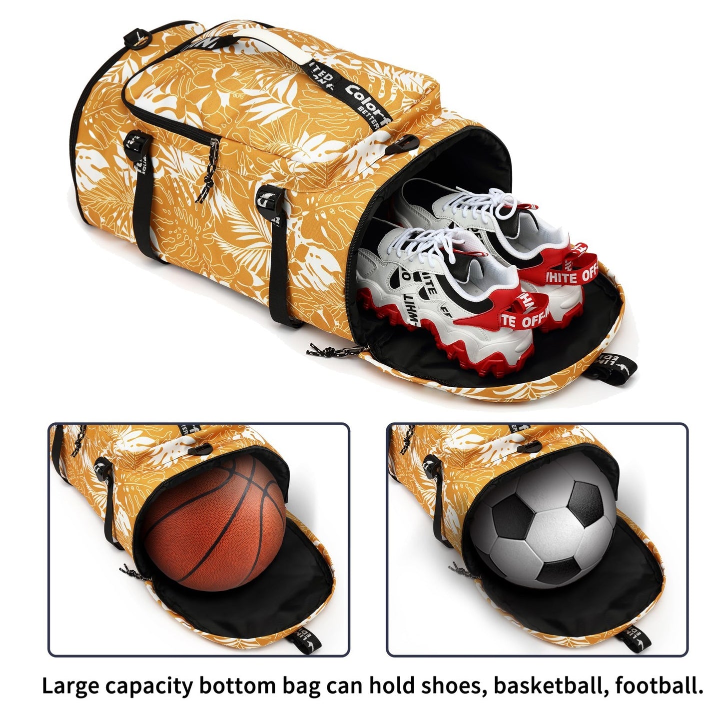 Waterproof Gym Duffel Backpack with Shoe Compartment, 4 Carry Methods, Sports &3
