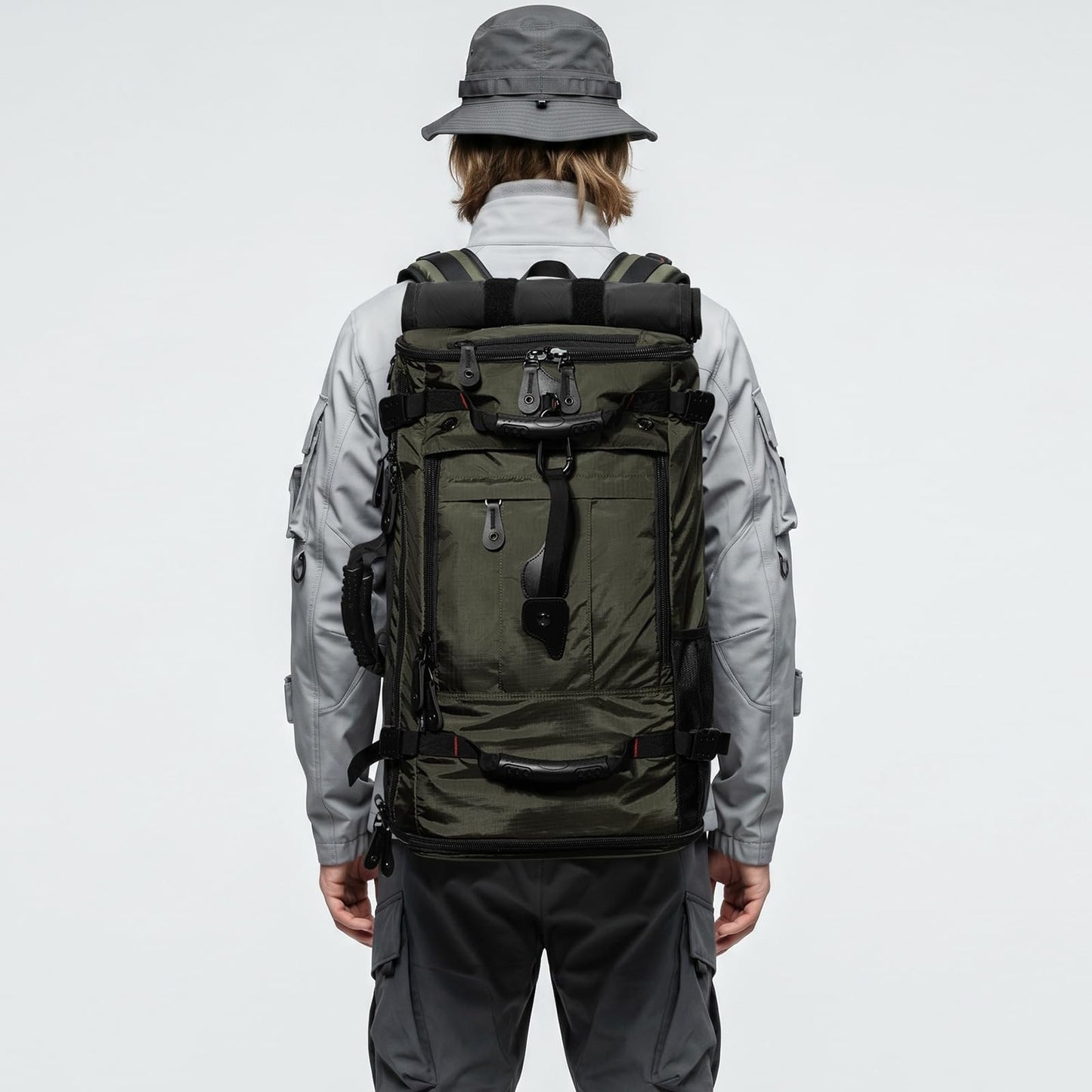 Large Capacity Travel Hiking Sports Backpack Duffle Bag 60L Convertible Olive Gr4