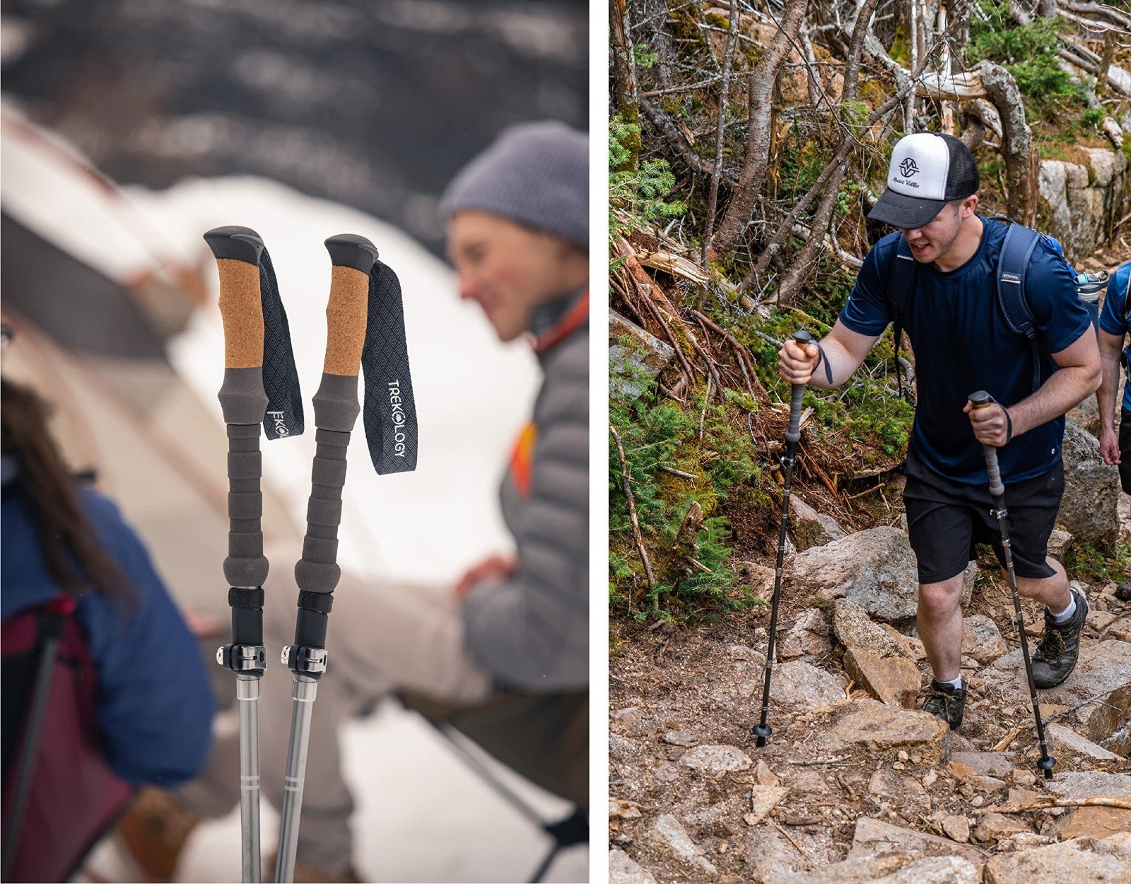 Lightweight Adjustable Trekking Poles with Cork Grip – Compact Hiking Sticks for6