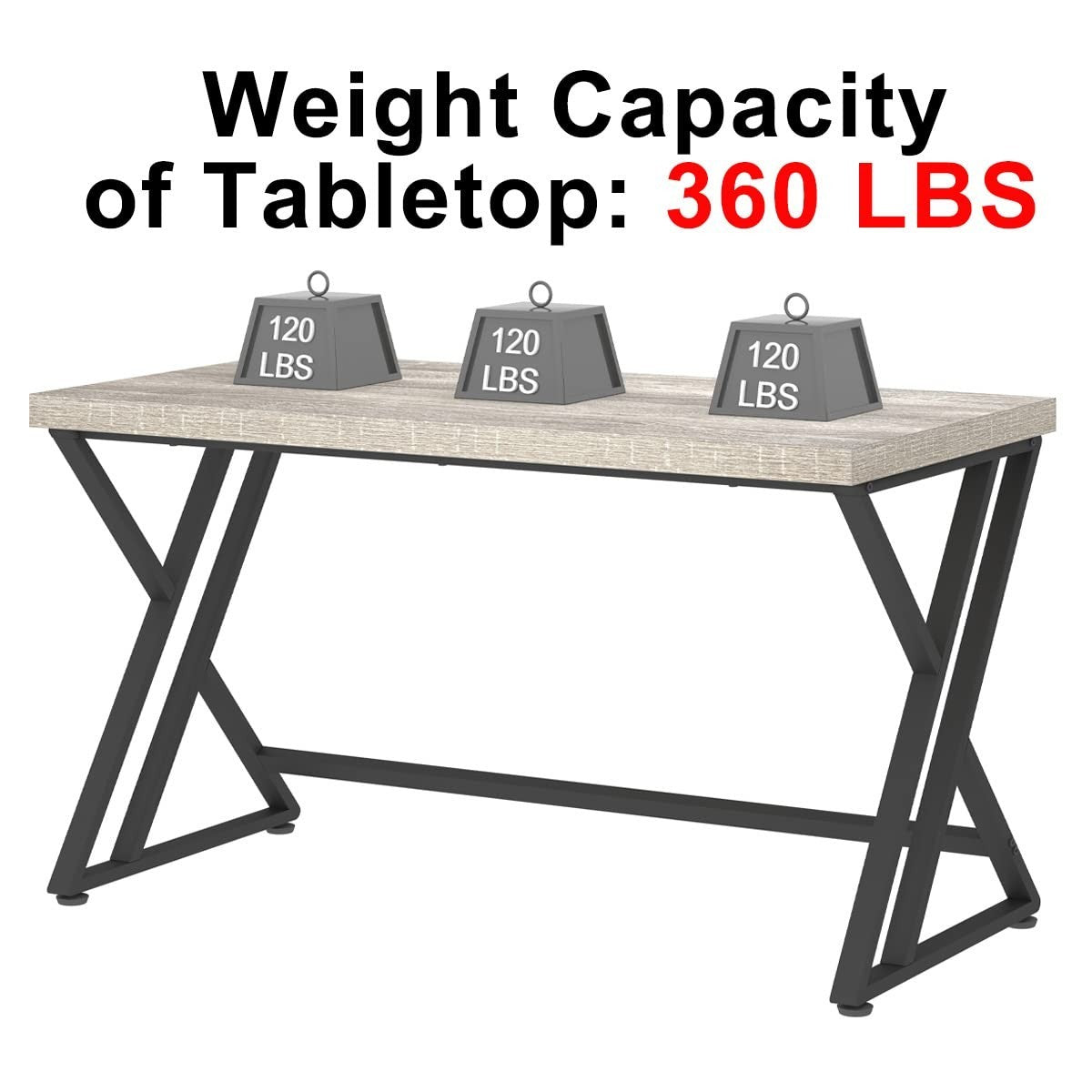47 Inch Industrial Grey Computer Desk - Modern Wooden Home Office Writing Table6