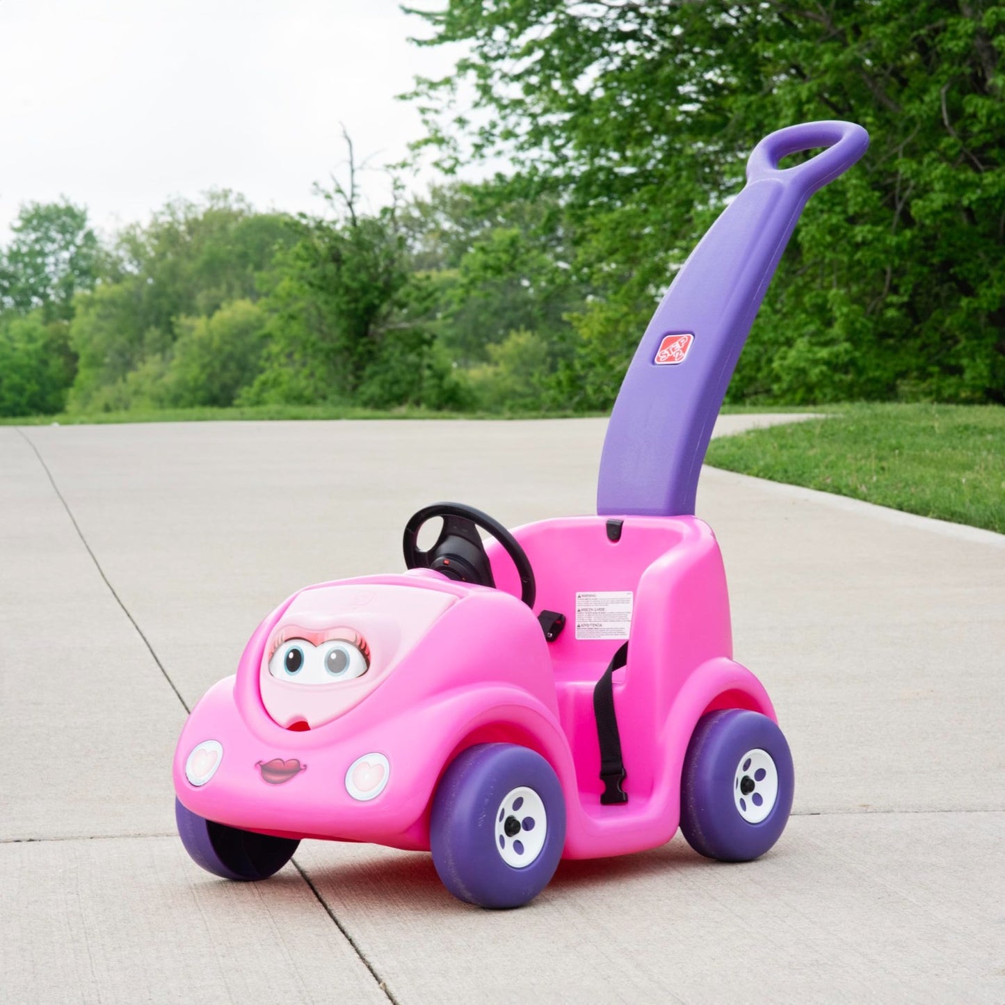 Kids Push Car Ride-On Toy with Seat Belt & Horn, Durable Plastic, Max 50 lbs, Pi2