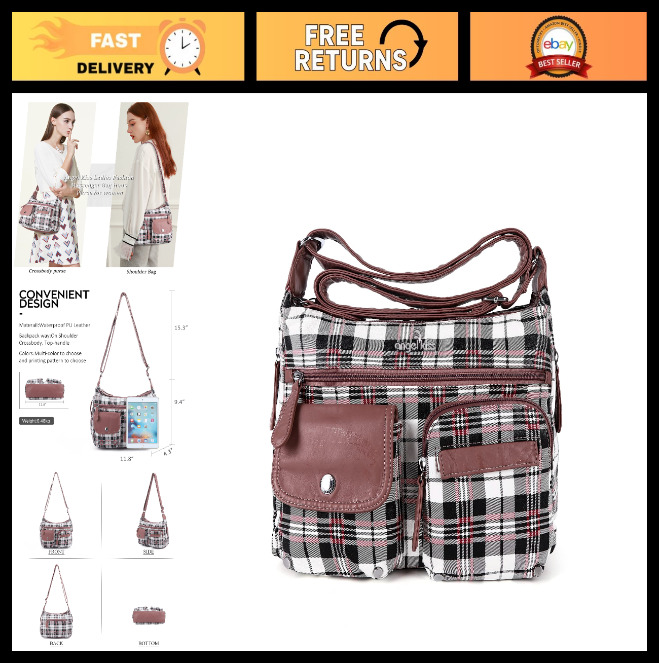 Stylish Crossbody Bags for Women   Medium Faux Leather Shoulder Handbags & Purse0
