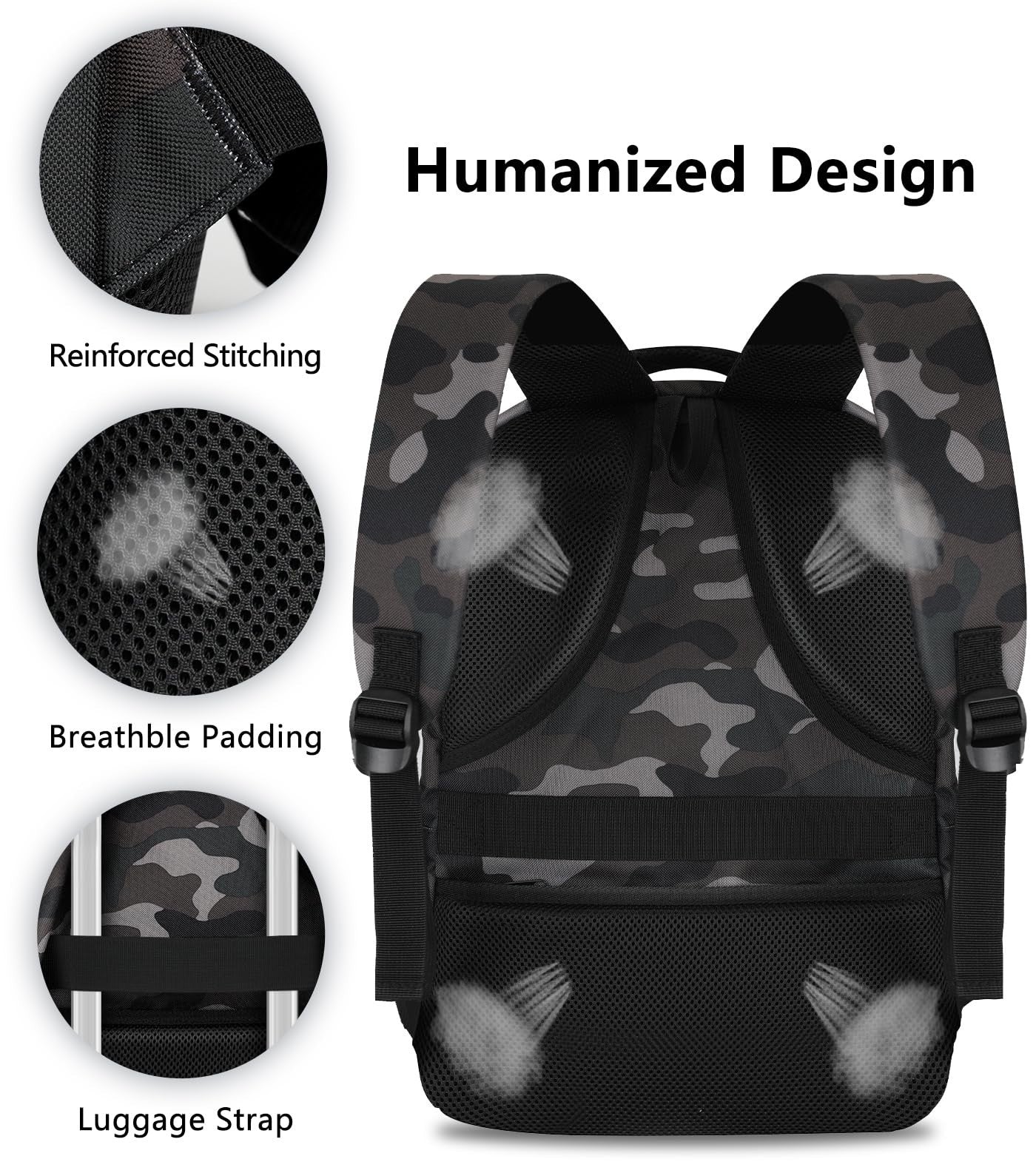 Anti Theft Laptop Backpack 15.6"   Travel, School, Work, Camo BookBag for Teens4