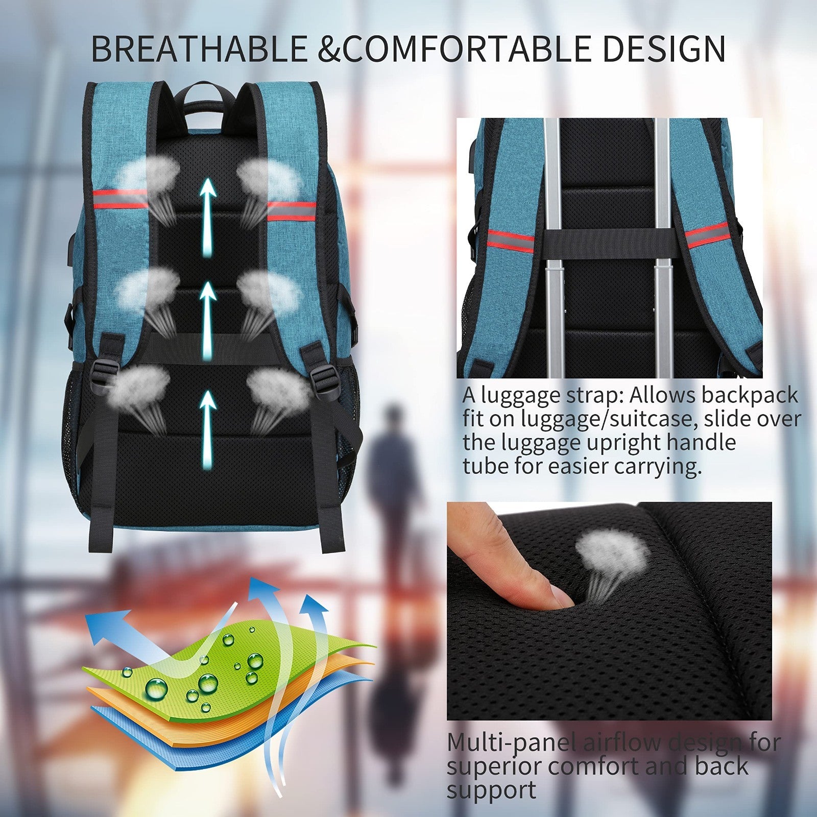 Stylish 17.3" Laptop Backpack for Men & Women   School, Travel, Business, Lake B4