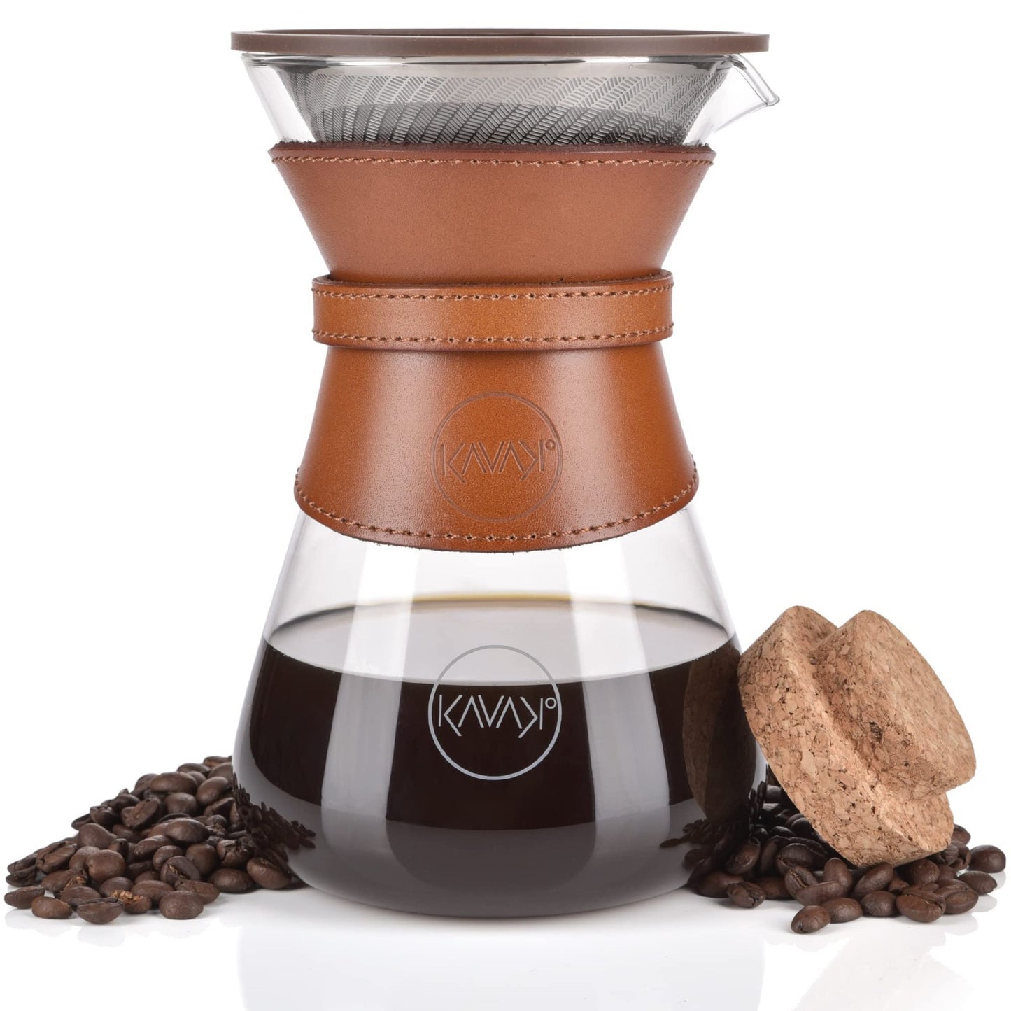 Pour Over Coffee Maker Set - Double-Layer Stainless Steel Filter, Borosilicate G1