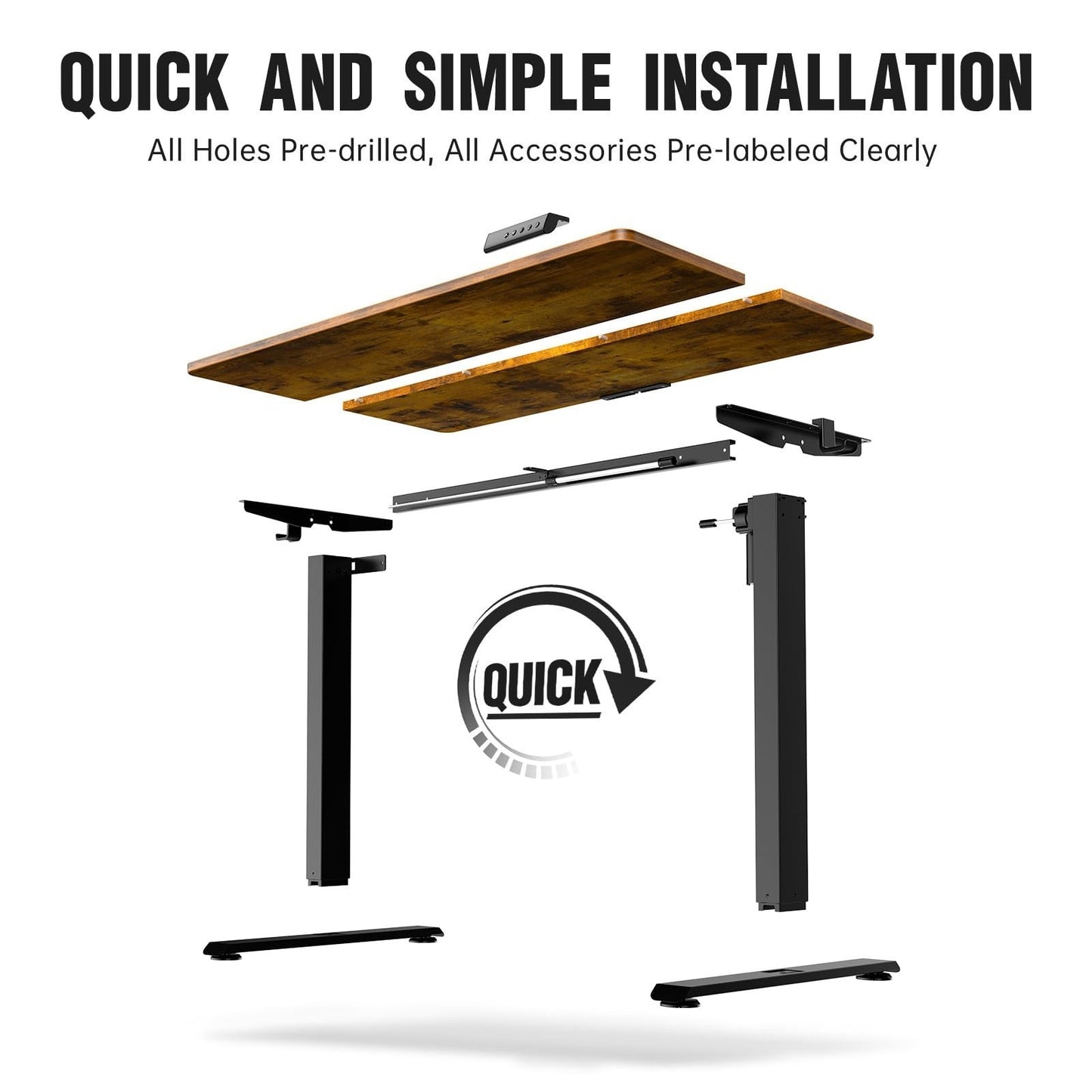 Adjustable Height Standing Desk 47.2" - Modern Wood Computer Table for Home & Of2