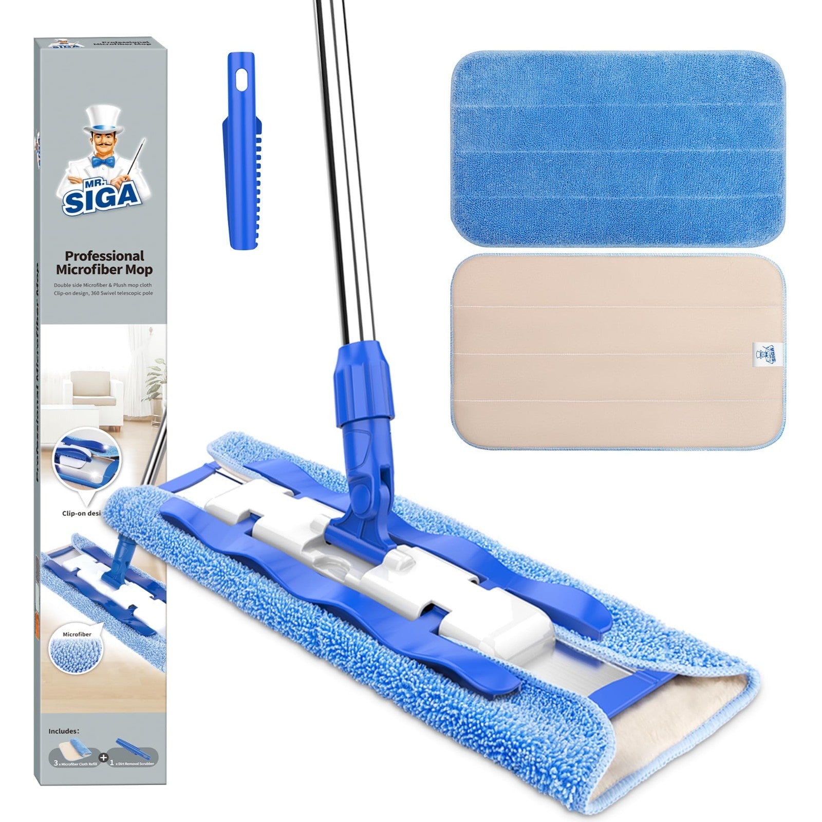 Professional Microfiber Mop for Hardwood & Laminate Floor Cleaning - Easy Use, S0