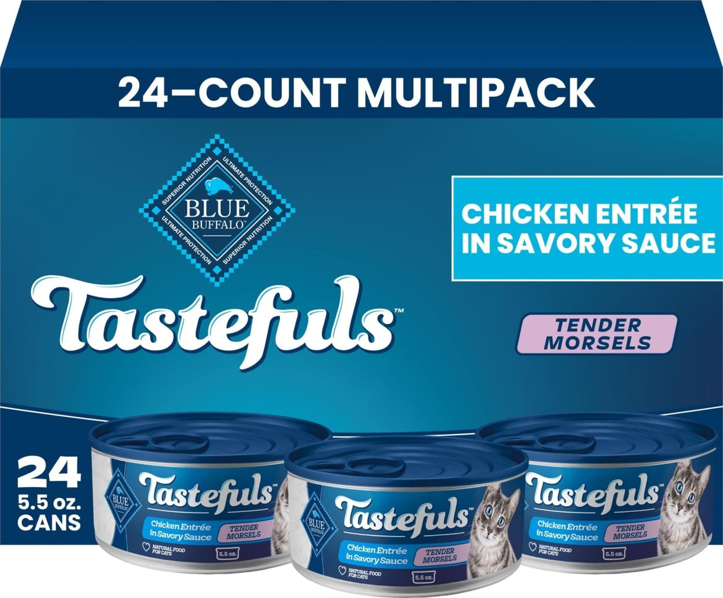 Natural Tender Morsels Wet Cat Food, Chicken Entrée, 5.5 oz Cans, 24 Pack1
