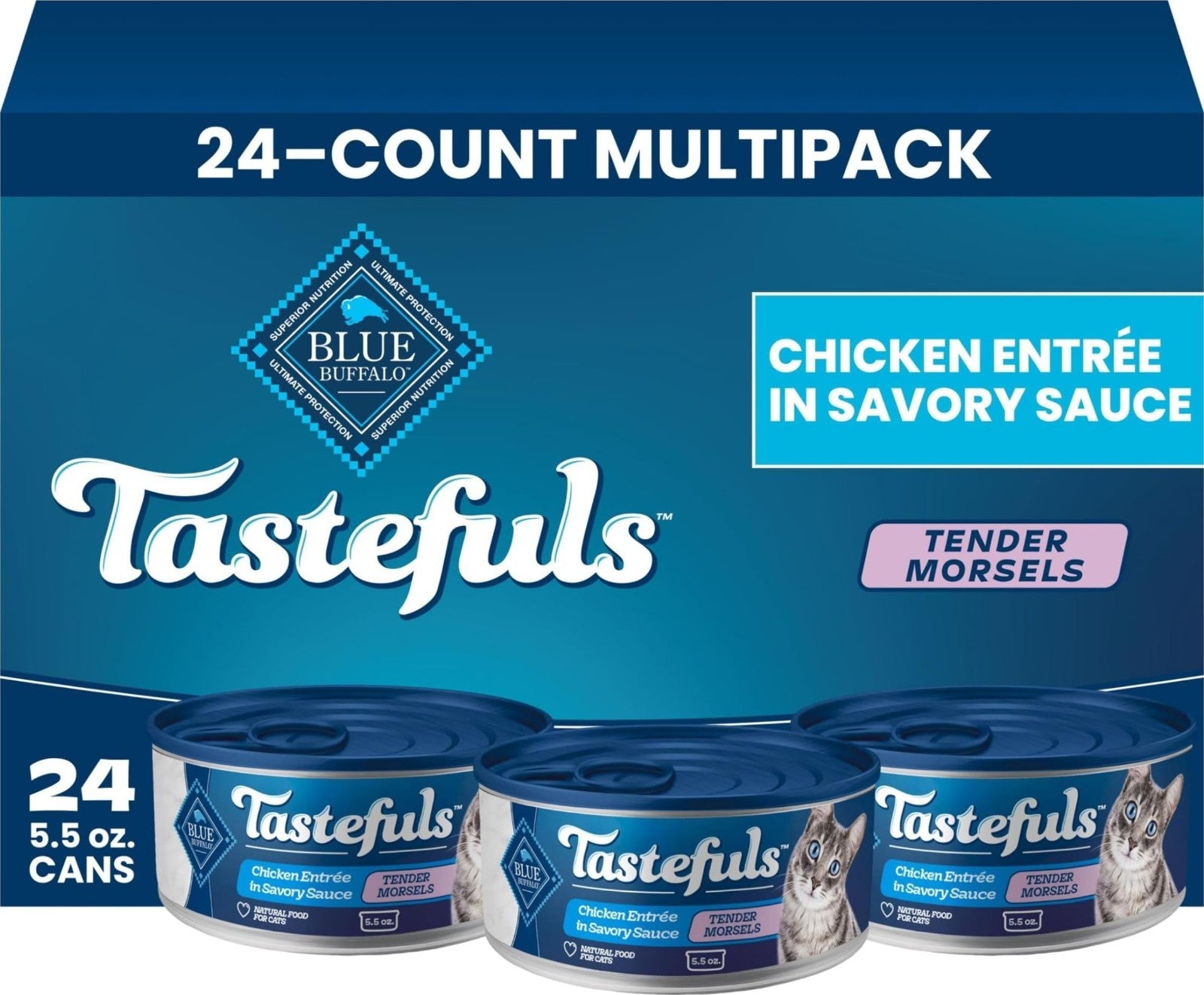 Natural Tender Morsels Wet Cat Food, Chicken Entrée, 5.5 oz Cans, 24 Pack1