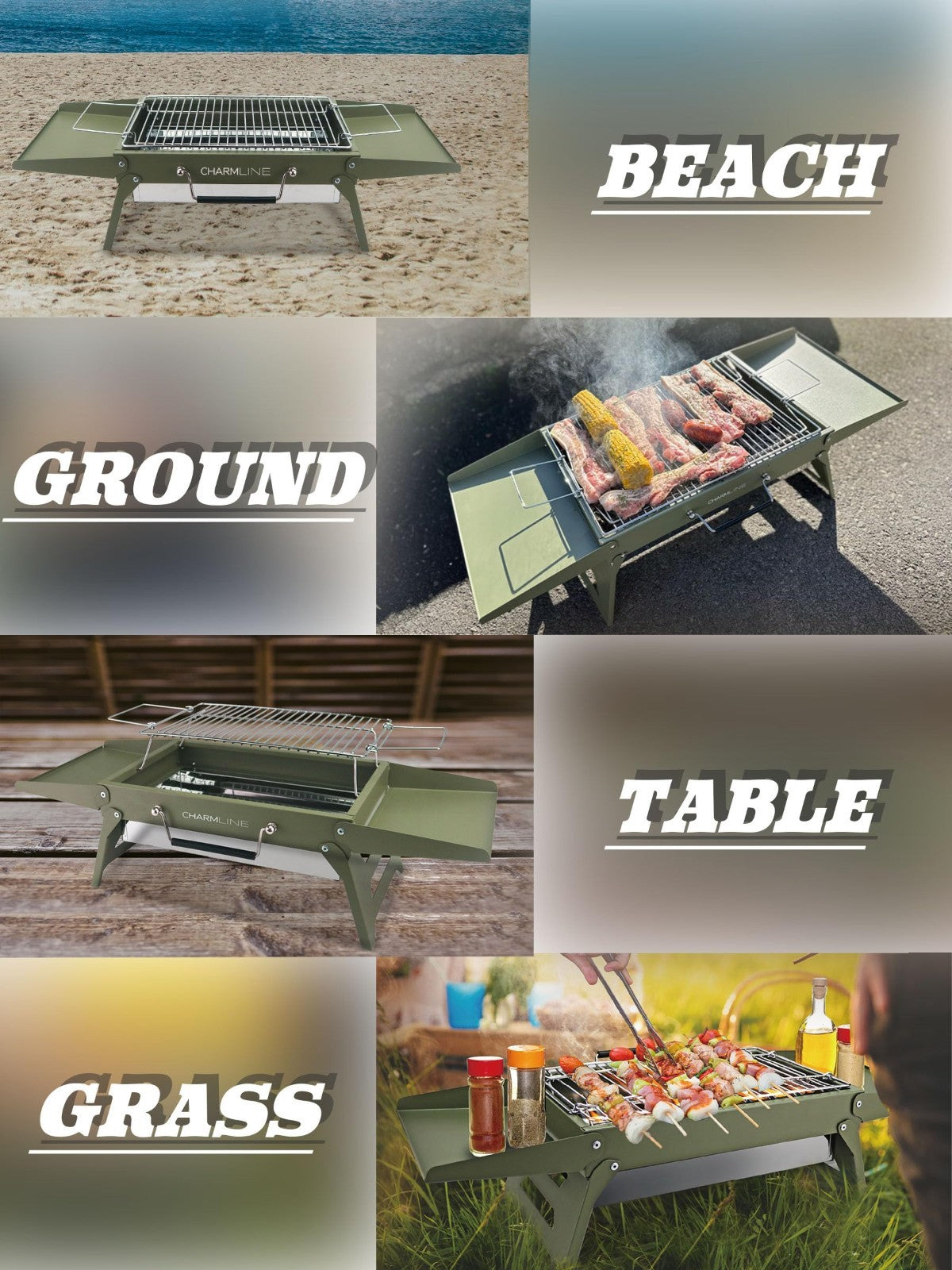 Compact Portable Charcoal BBQ Grill - 14"x9" Foldable Camping Grill for 1-3 Peop7