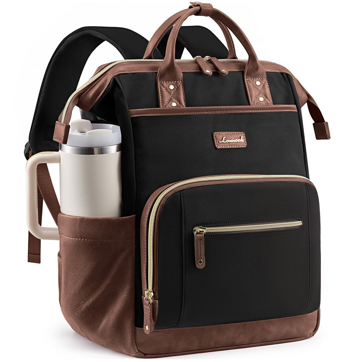Stylish 15.6" Laptop Backpack for Women, Waterproof Travel Bag with Tumbler Hold1