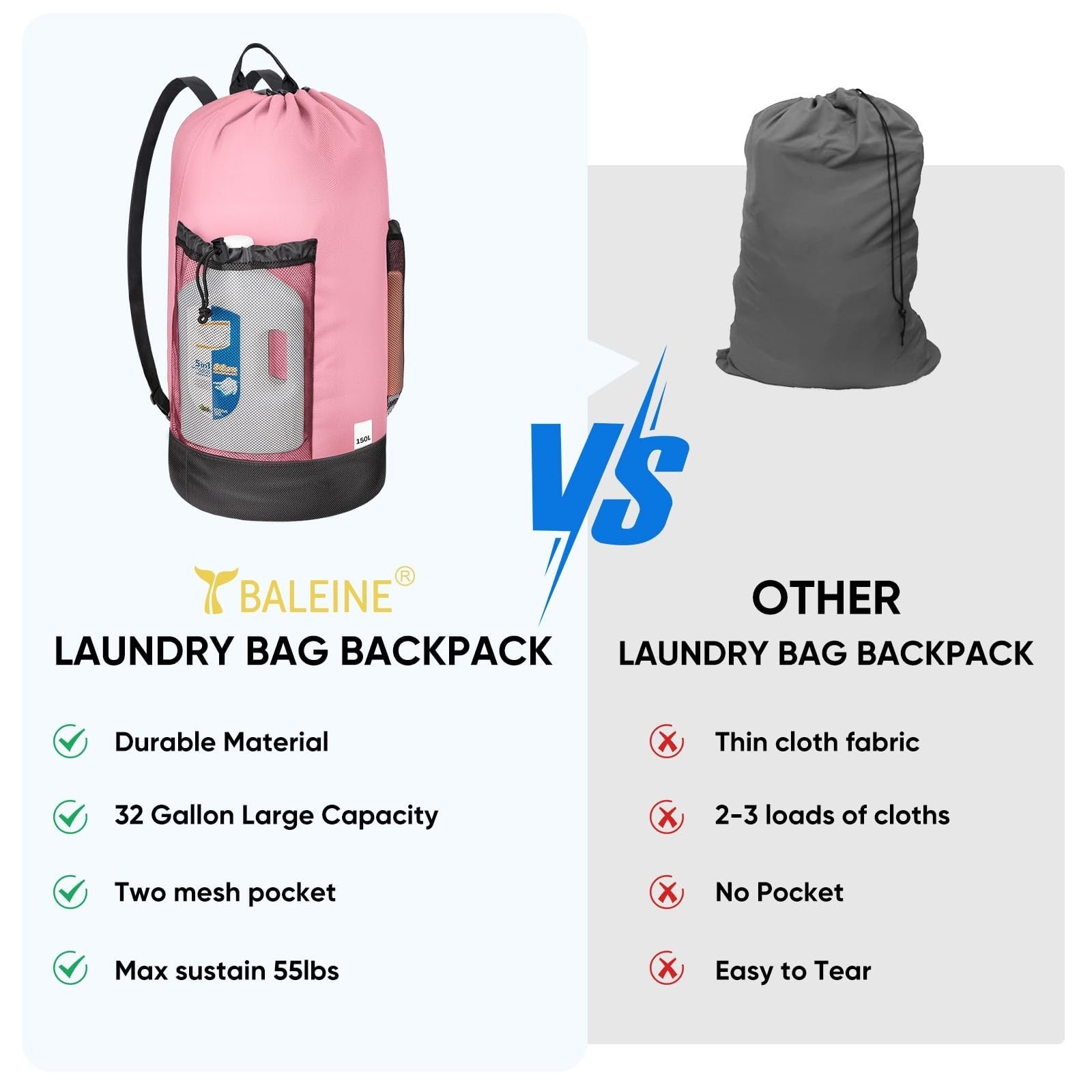 Optimized eBay Title:  "120L Large Laundry Backpack Bag - Durable 900D Oxford F5