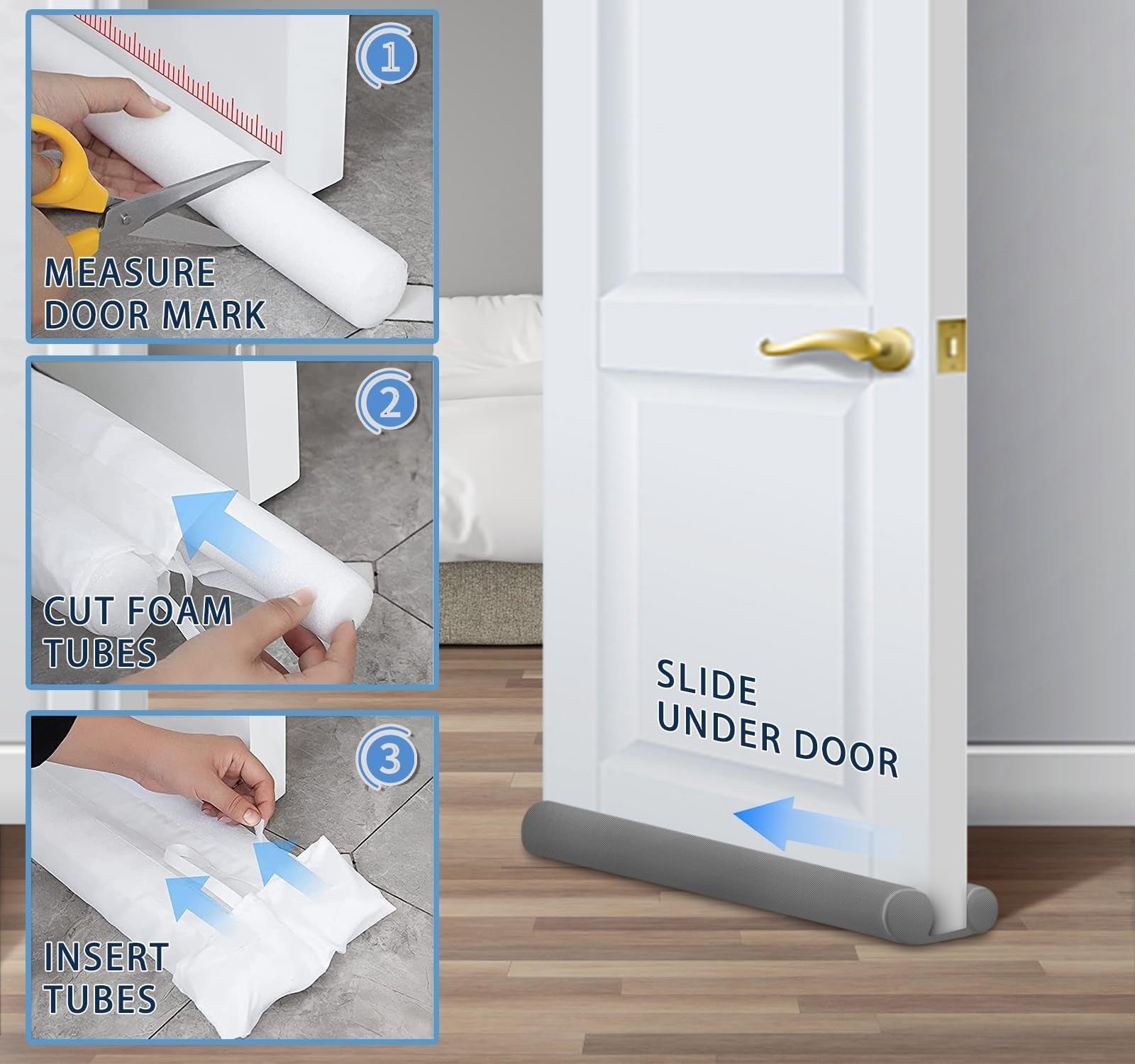 Large Door Draft Stopper 30"   Air Blocker for 0.5 1.7" Gaps, Grey Door Guard5