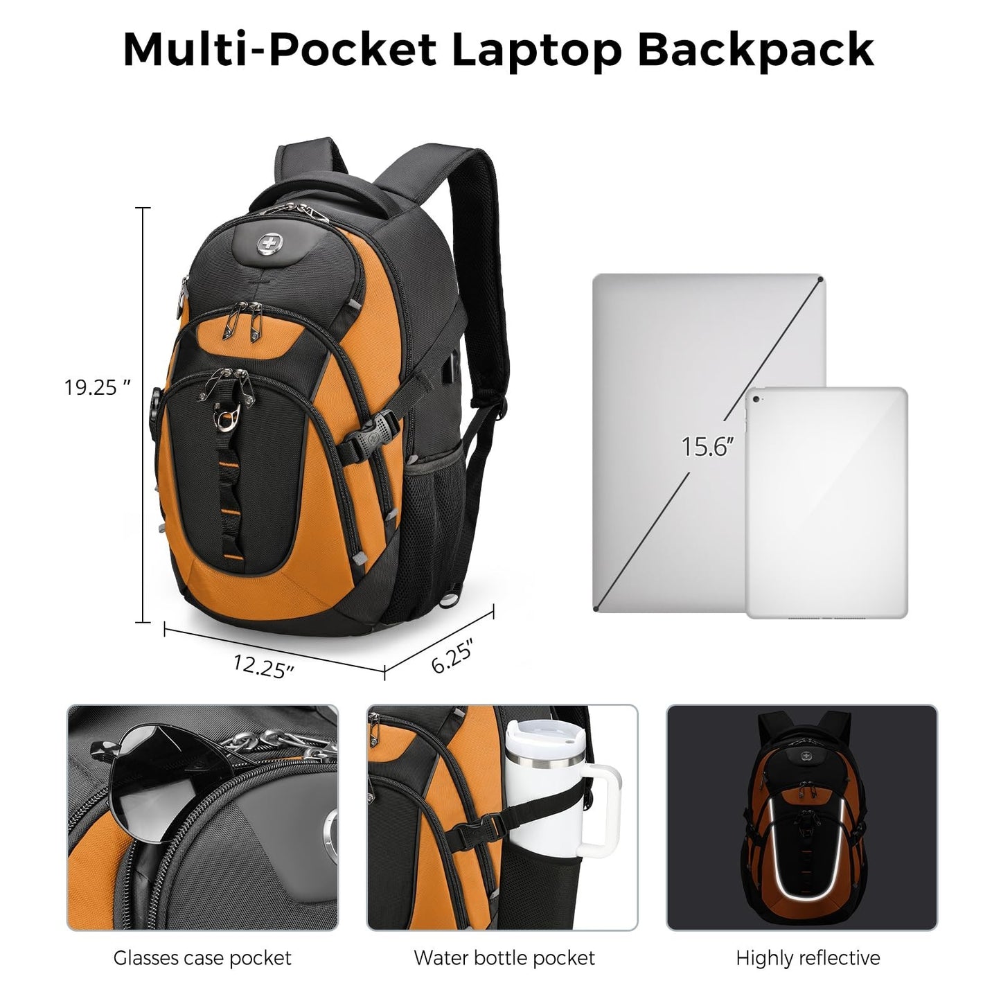 Stylish Laptop Backpack with USB Charging Port, Fits 15.6" Computer, 31L Travel3