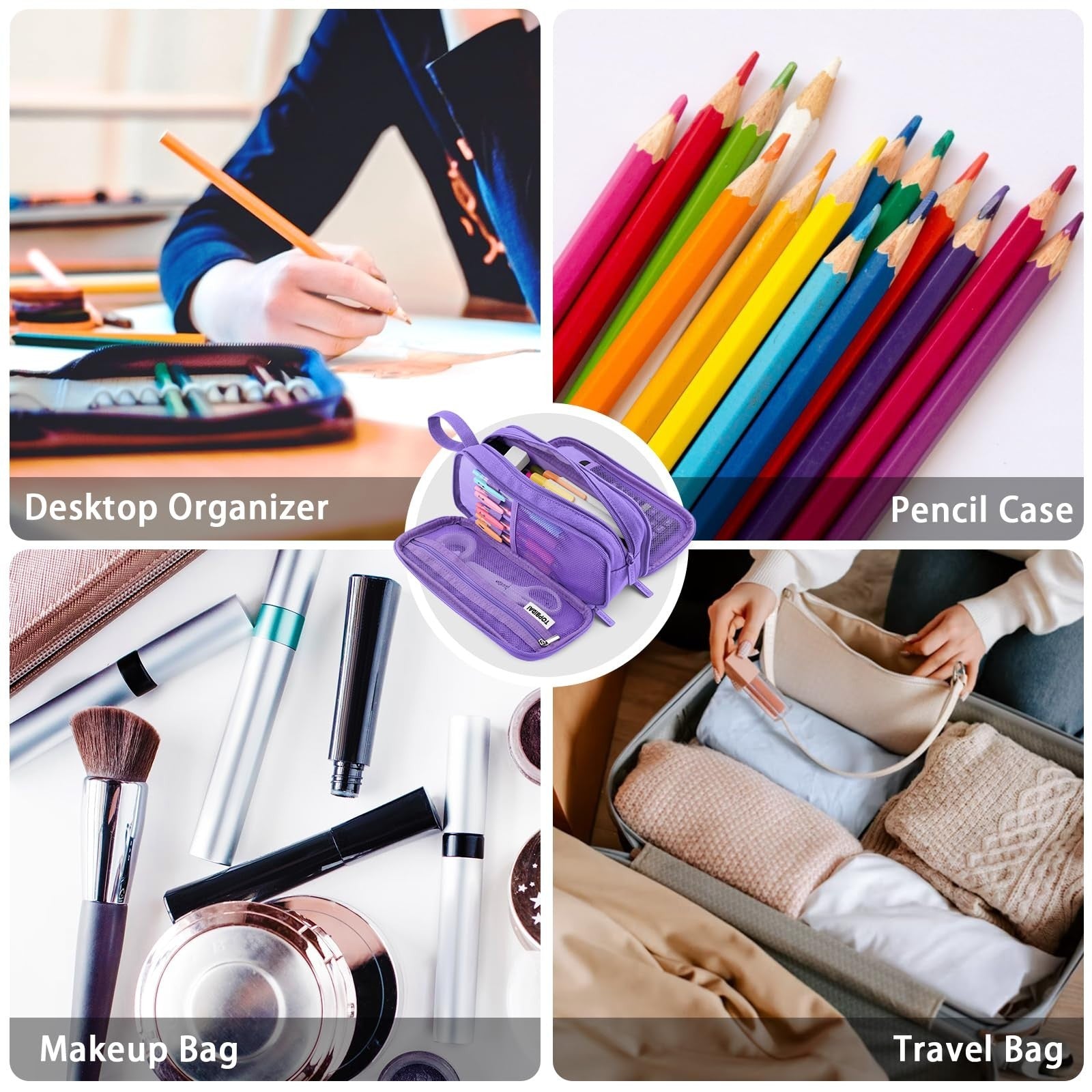 Large Pencil Case Pouch for School, Office & Art Supplies   Unisex Design7