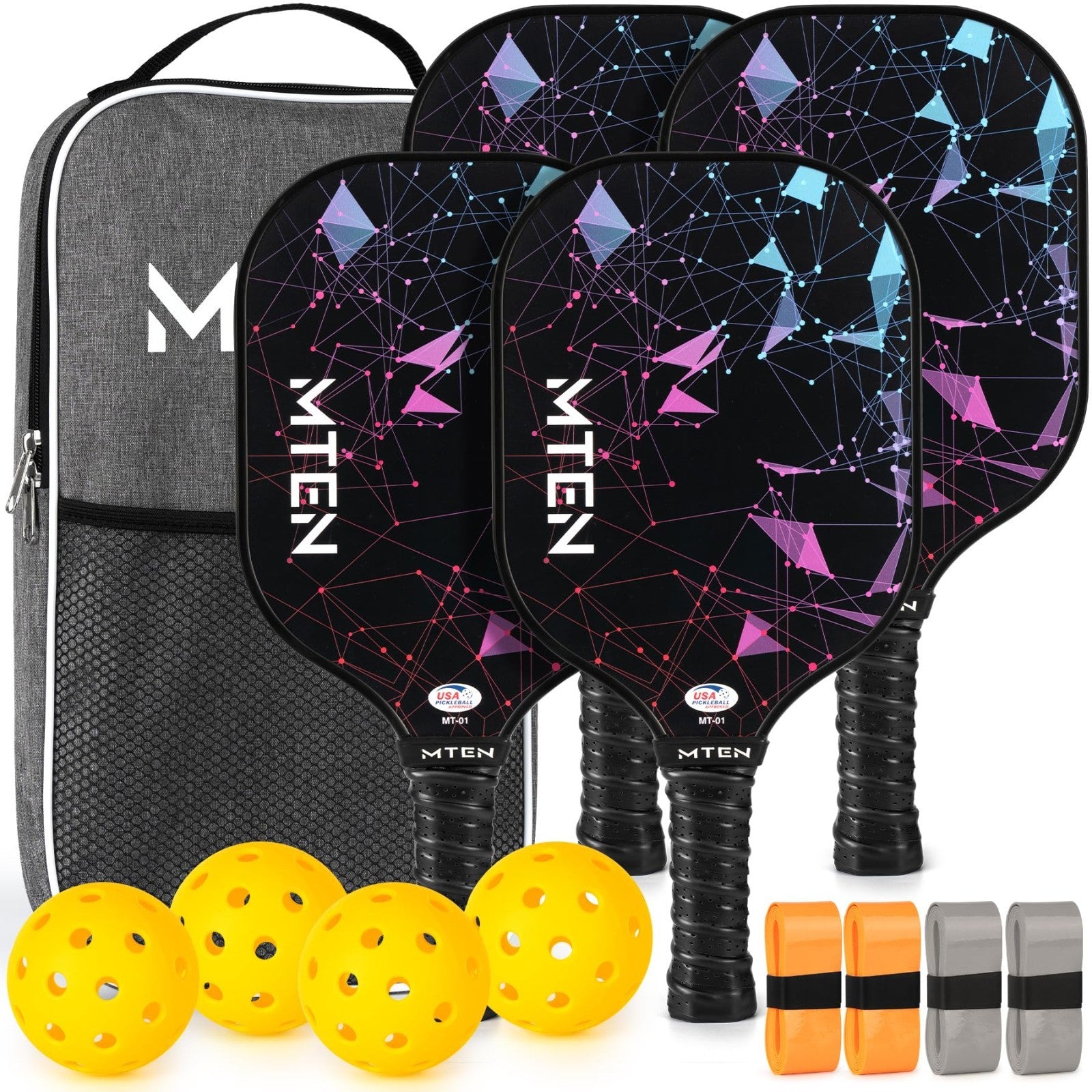 Pickleball Paddle Set of 2/4/1 - USAPA Approved Fiberglass Rackets, Lightweight1