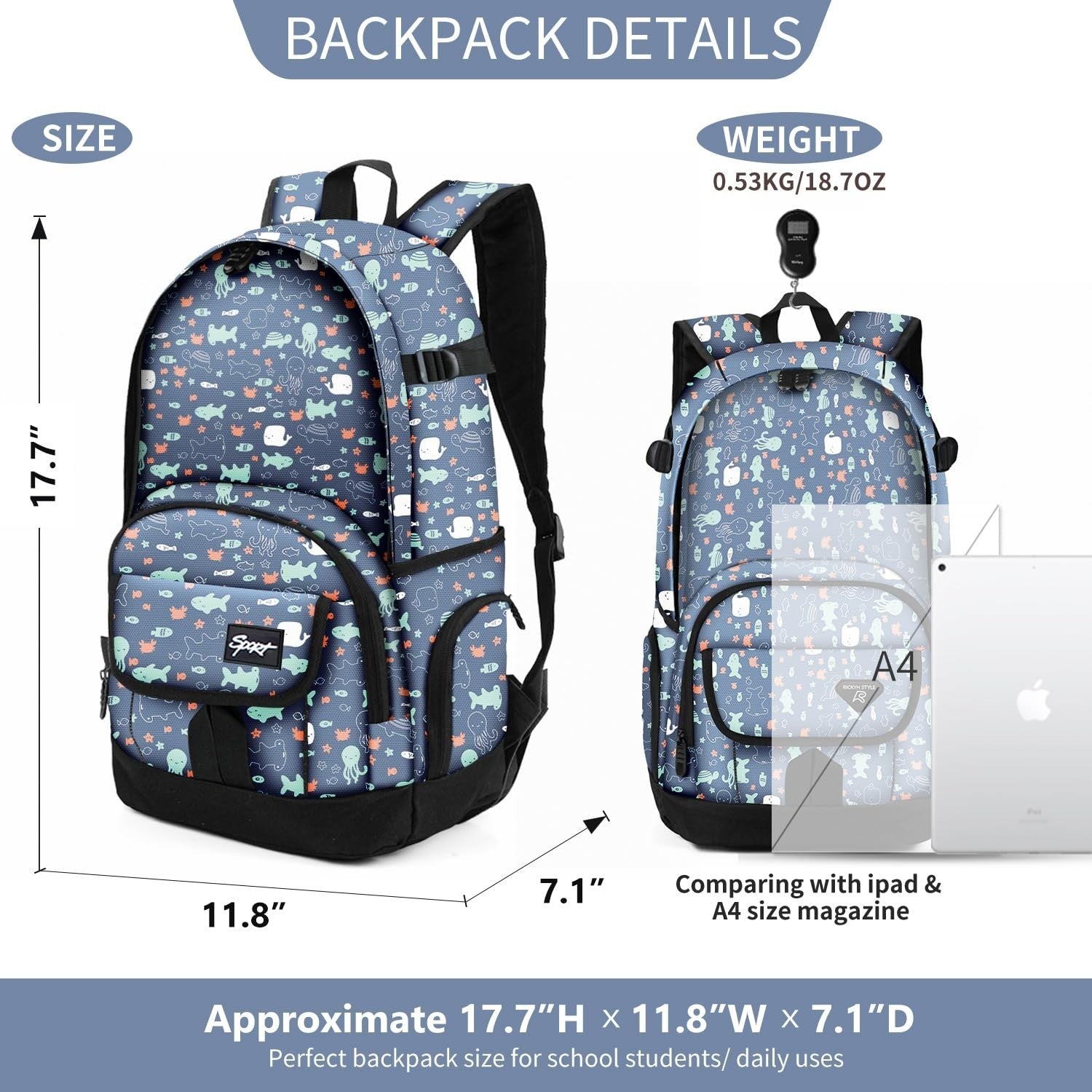 Lightweight School Backpack Travel Bag for Men & Women | College & Travel Use3