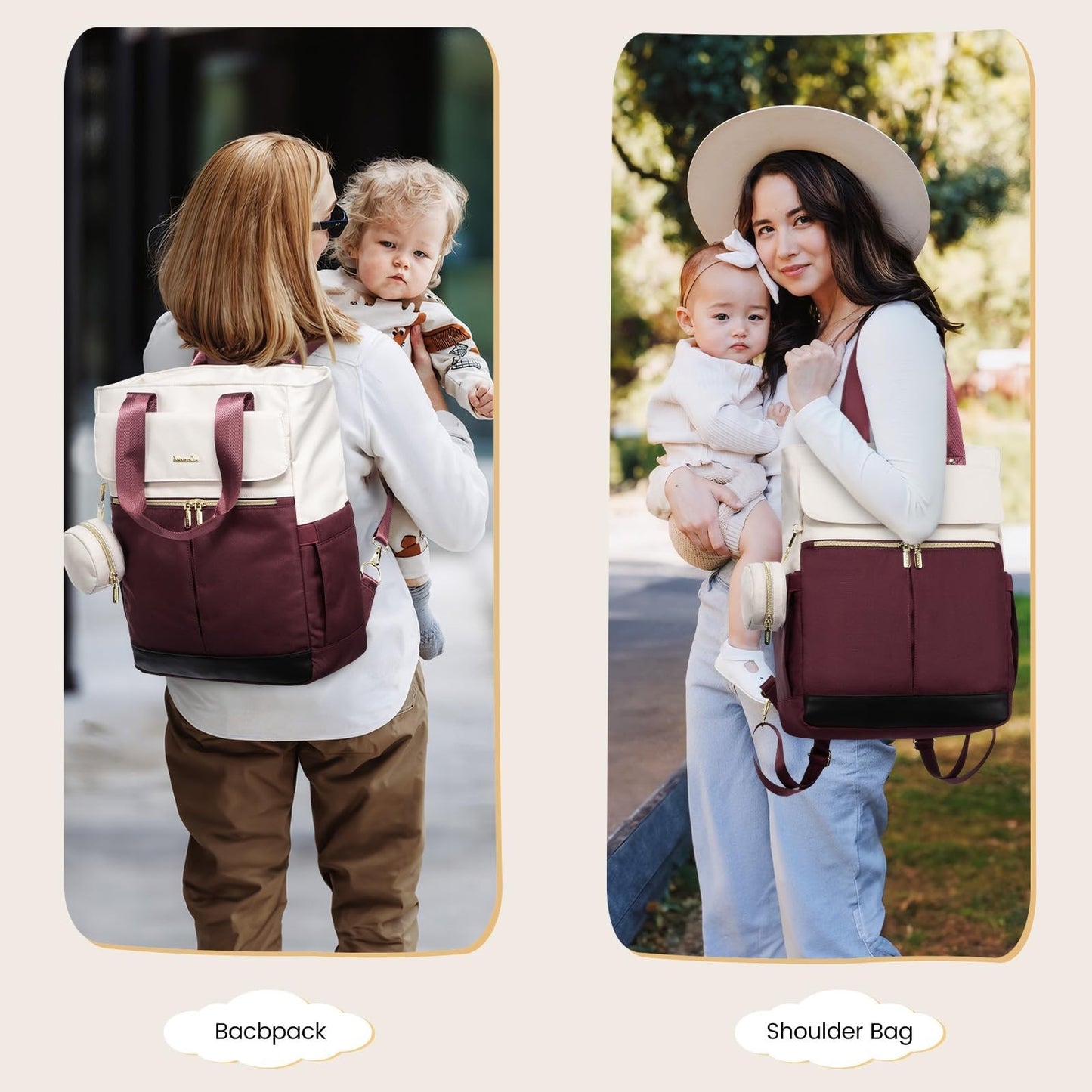 Diaper Bag Backpack Tote with Insulated Pockets & Changing Pad   Stylish & Funct2