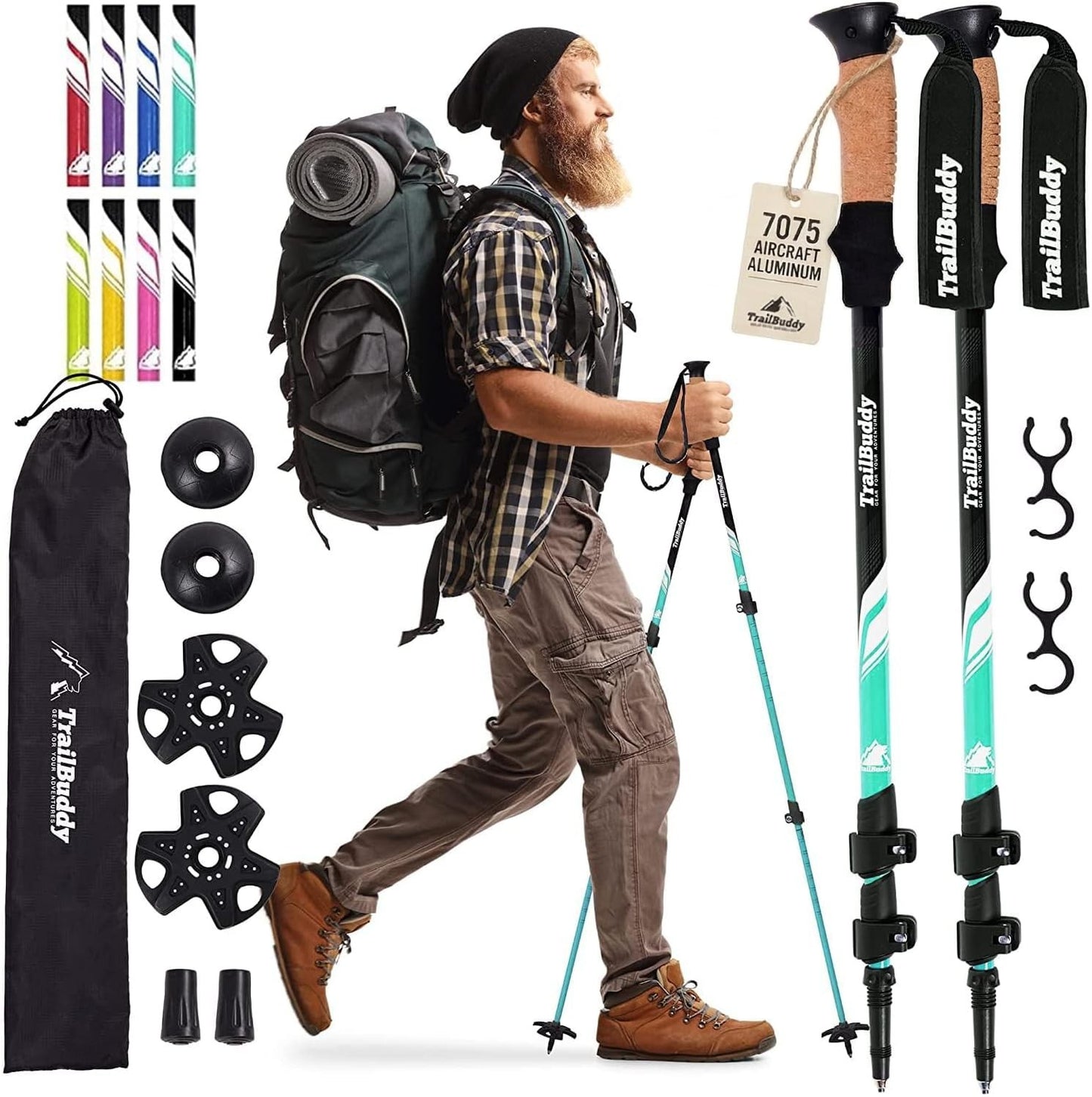 Lightweight Collapsible Trekking Poles for Hiking, Travel & Balance - Adjustable1