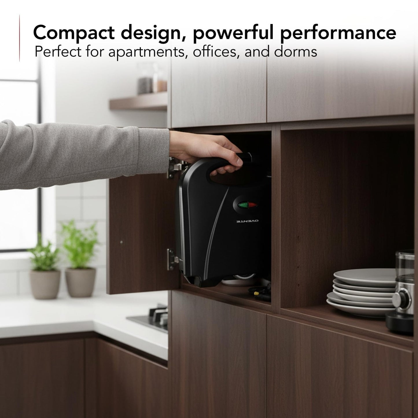 Compact Electric Panini Press Grill - Nonstick Plates, Thermostat Control, LED I5