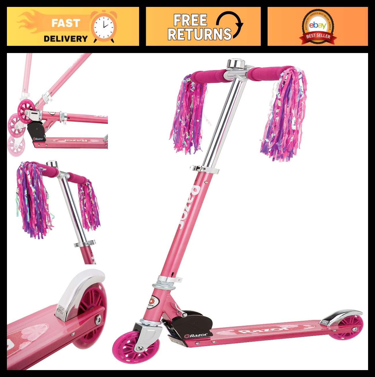 Lightweight Foldable Kick Scooter for Kids - Aluminum Frame, Adjustable Handleba0