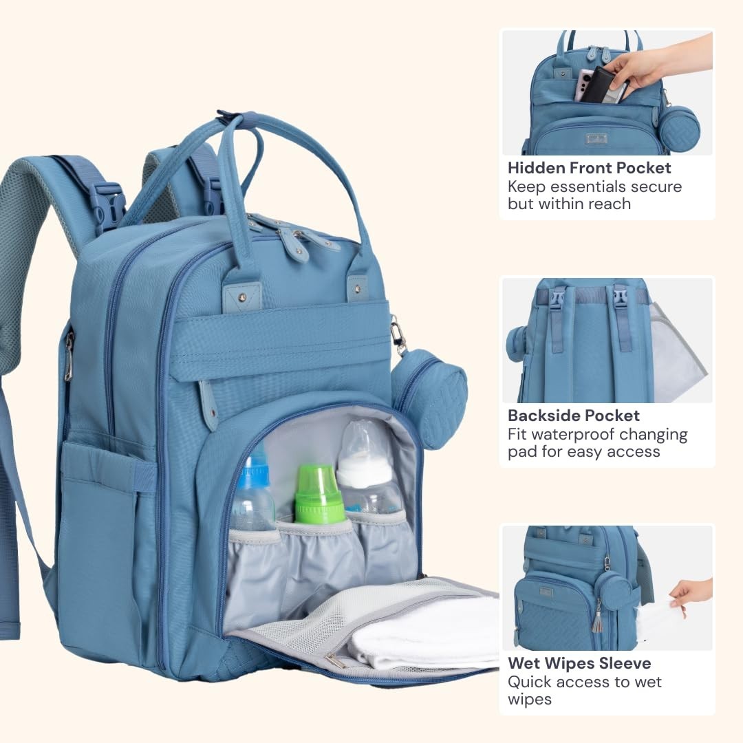 Multi Function Water Resistant Diaper Bag Backpack   Baby Travel Tote, Changing6